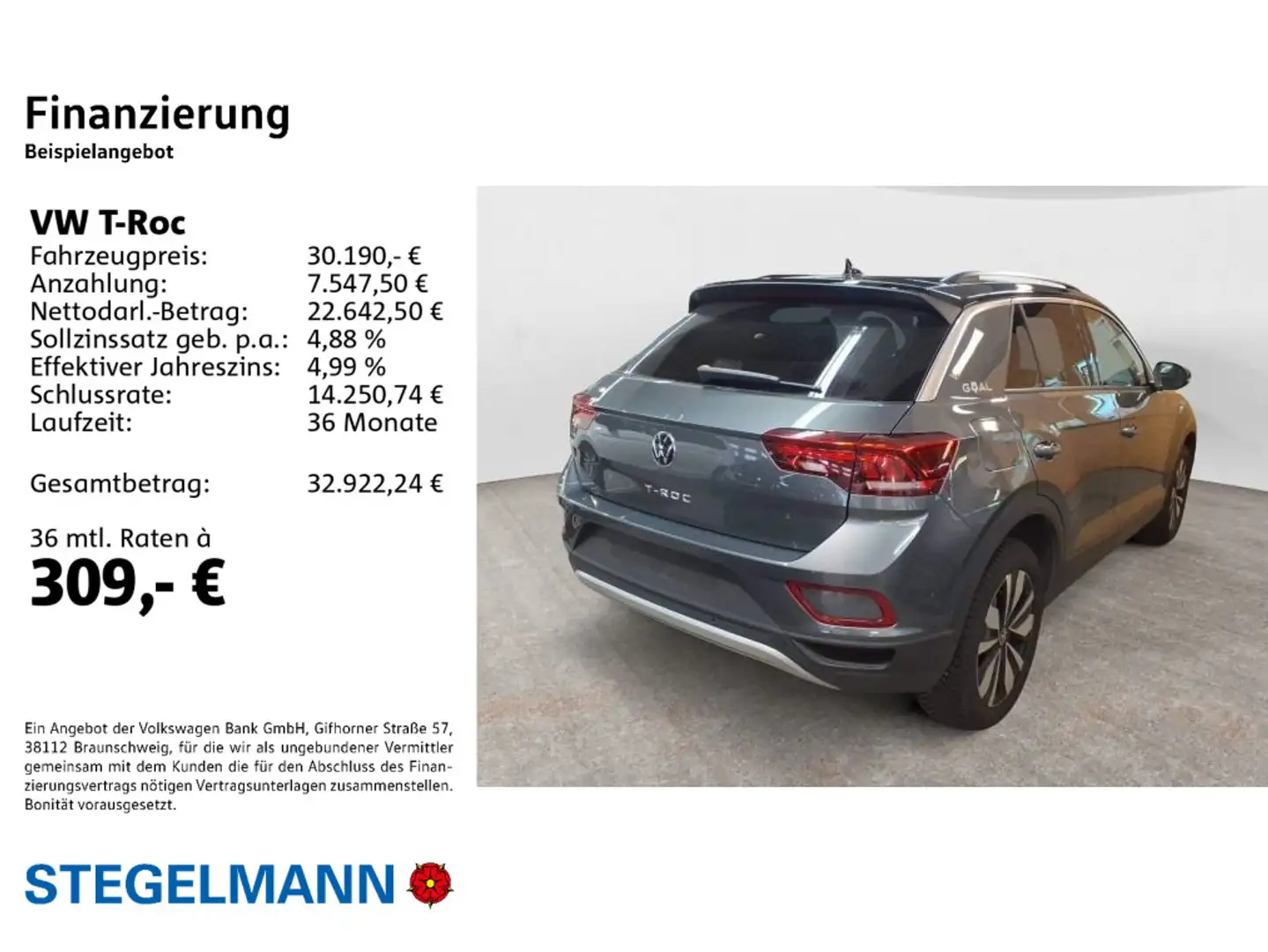 Volkswagen T-Roc 2.0 TDI DSG Goal *AHK*Kamera*LED*Navi* Grau - 2