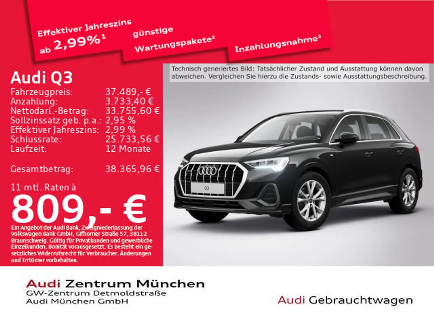 Audi Q3 35 TDI qu. S tronic S line Navi+/Kamera/Virtu Schwarz - 1
