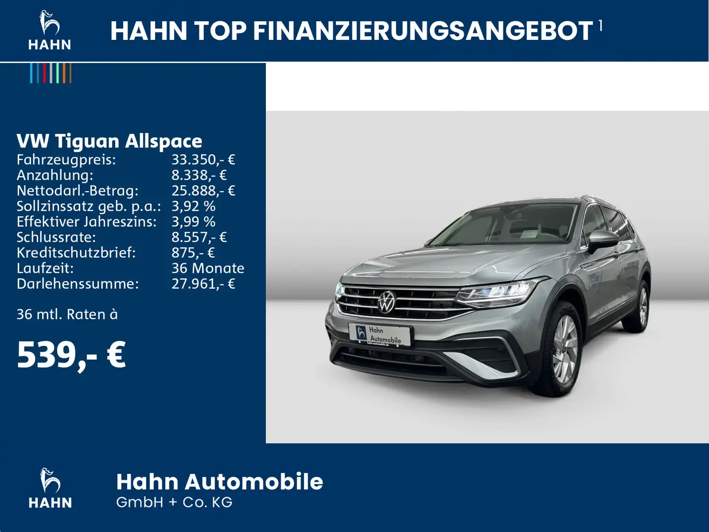Volkswagen Tiguan Allspace 2.0TDI DSG 4Mo Life AHK HuD Navi Silber - 2