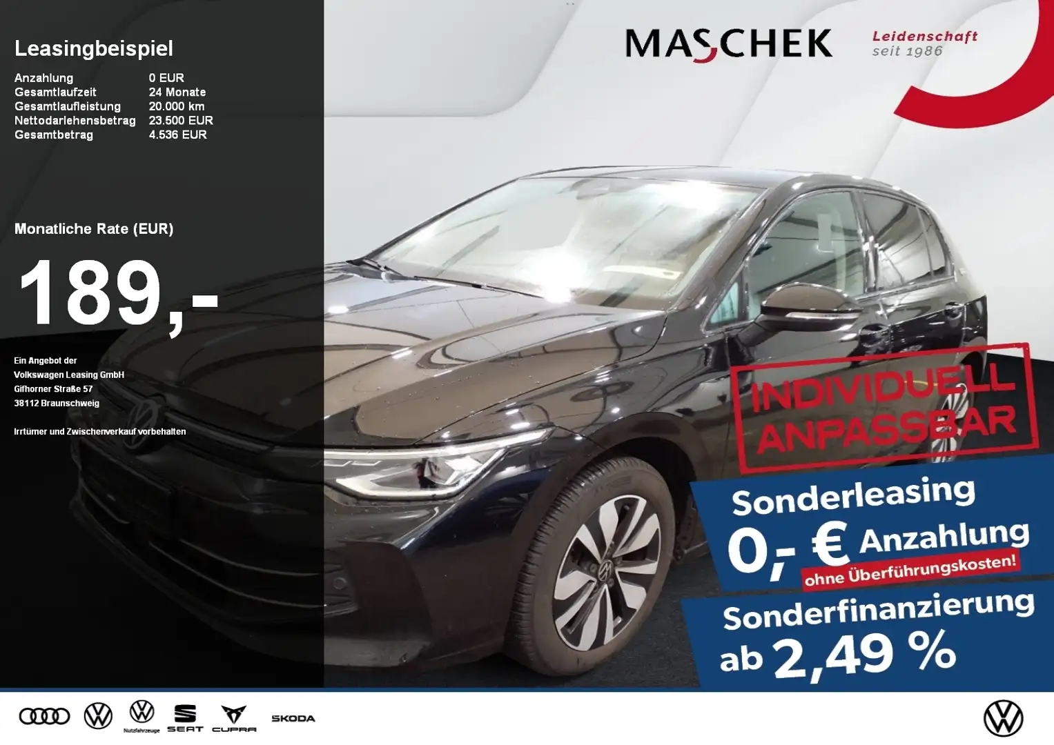 Volkswagen Golf Goal 1.5 TSI Sonderleasing AHK Navi PDC Sitzh. Schwarz - 1