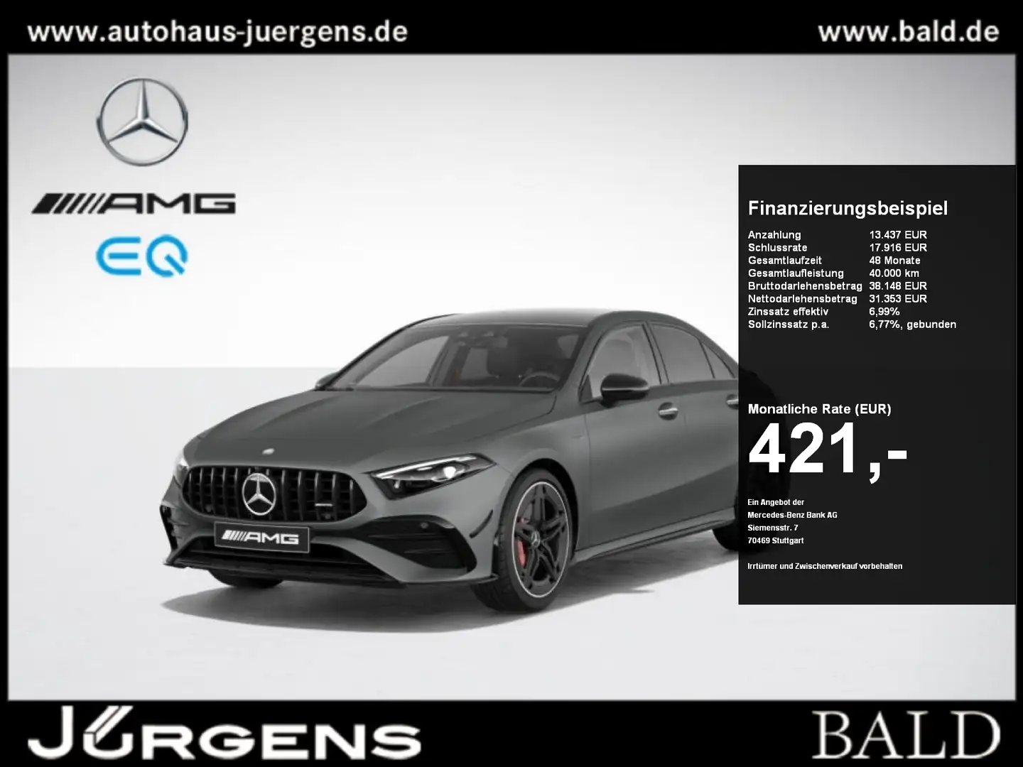 Mercedes-Benz A 35 AMG AMG A 35 4M Limo Pano/Burm/Night/MBeam/360/HUD Gris - 1