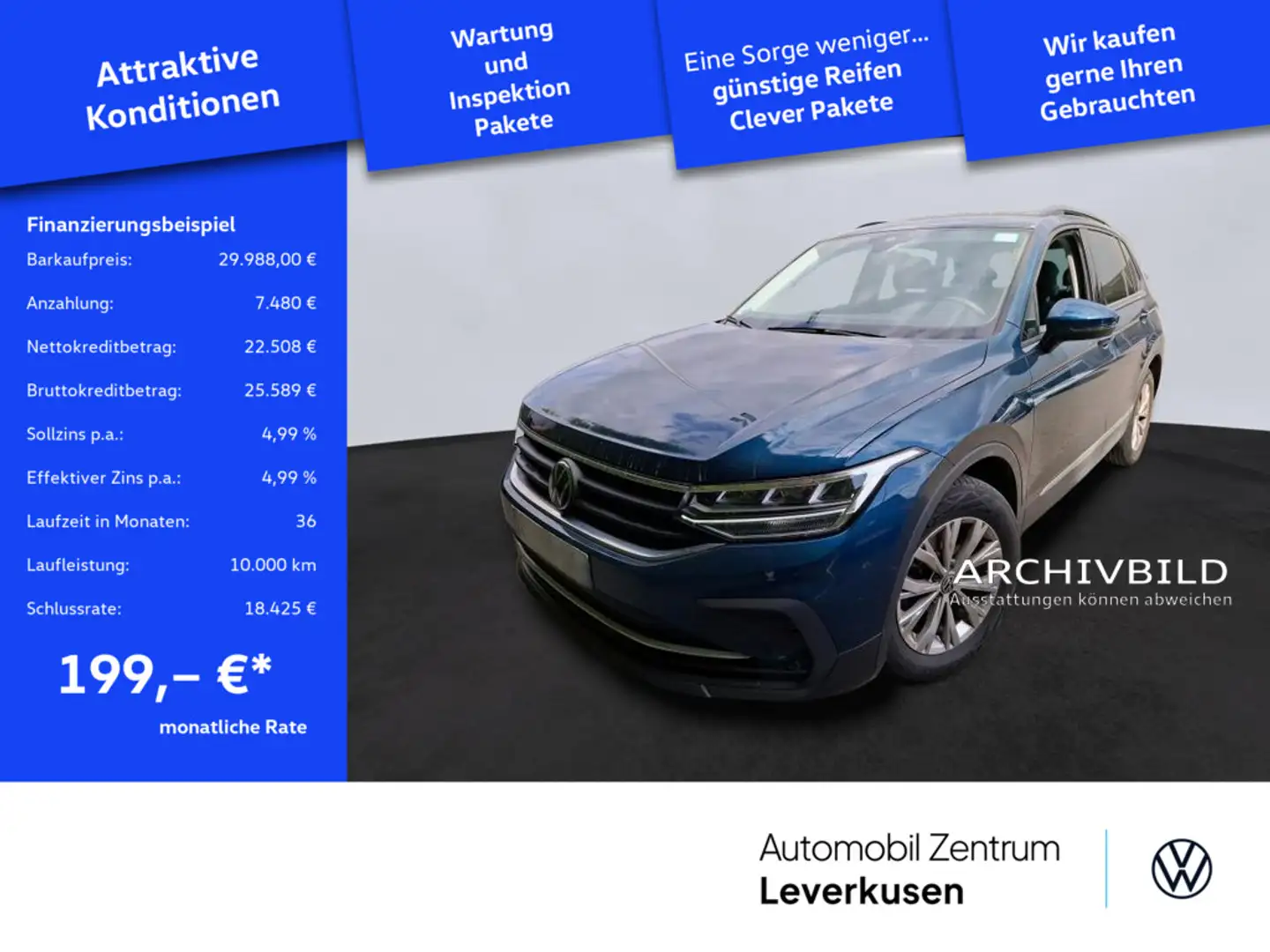 Volkswagen Tiguan Life DSG NAVI ACC KAM CARPLAY LED KEYL Azul - 1