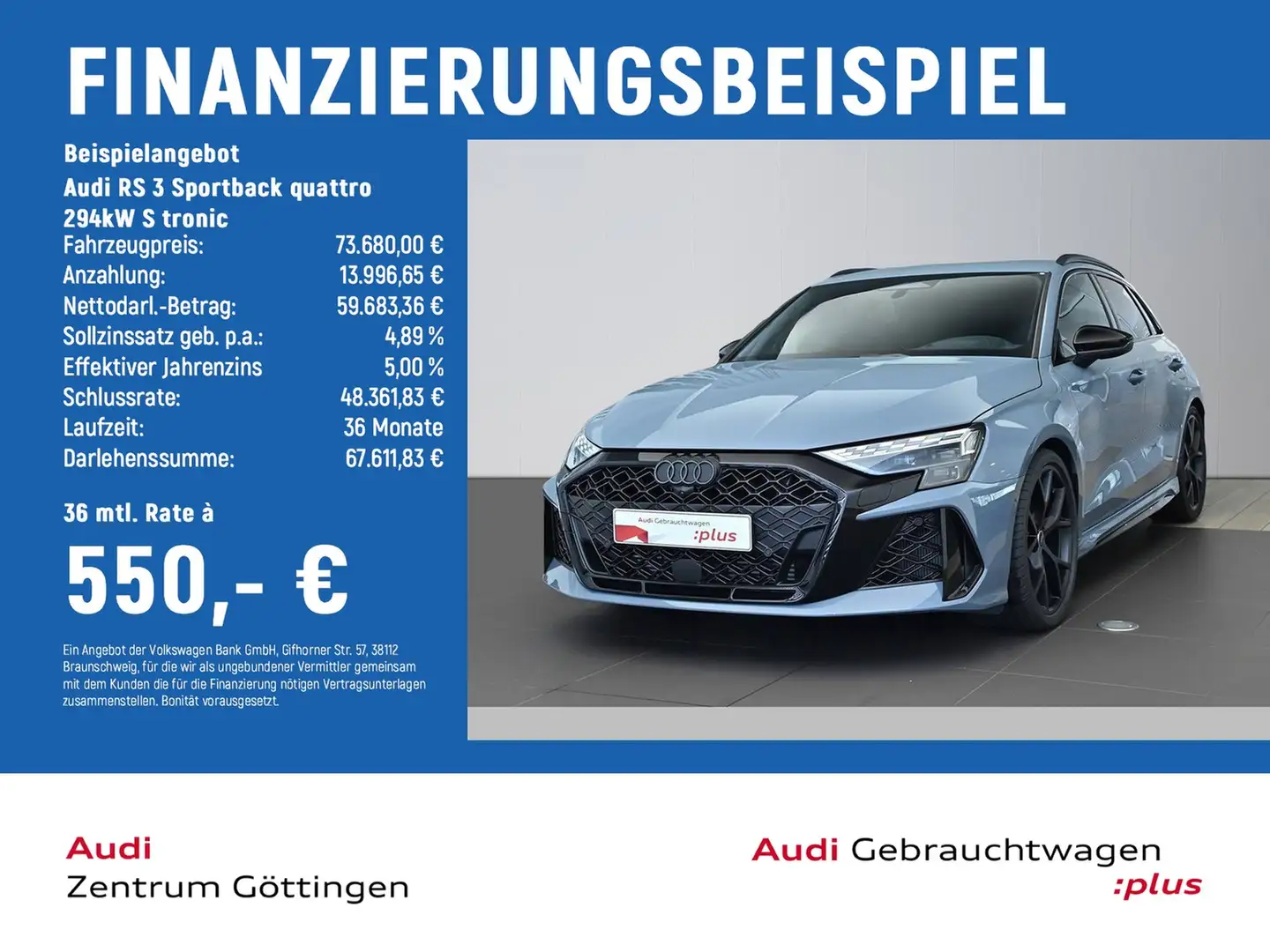 Audi RS3 RS 3 Sportback quattro 294kW S tronic MATRIX+ASG Grau - 2