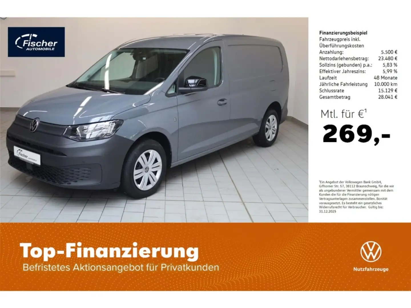 Volkswagen Caddy 2.0 TDI Cargo DSG LR/RFK/DC/SH/PDC Grau - 1