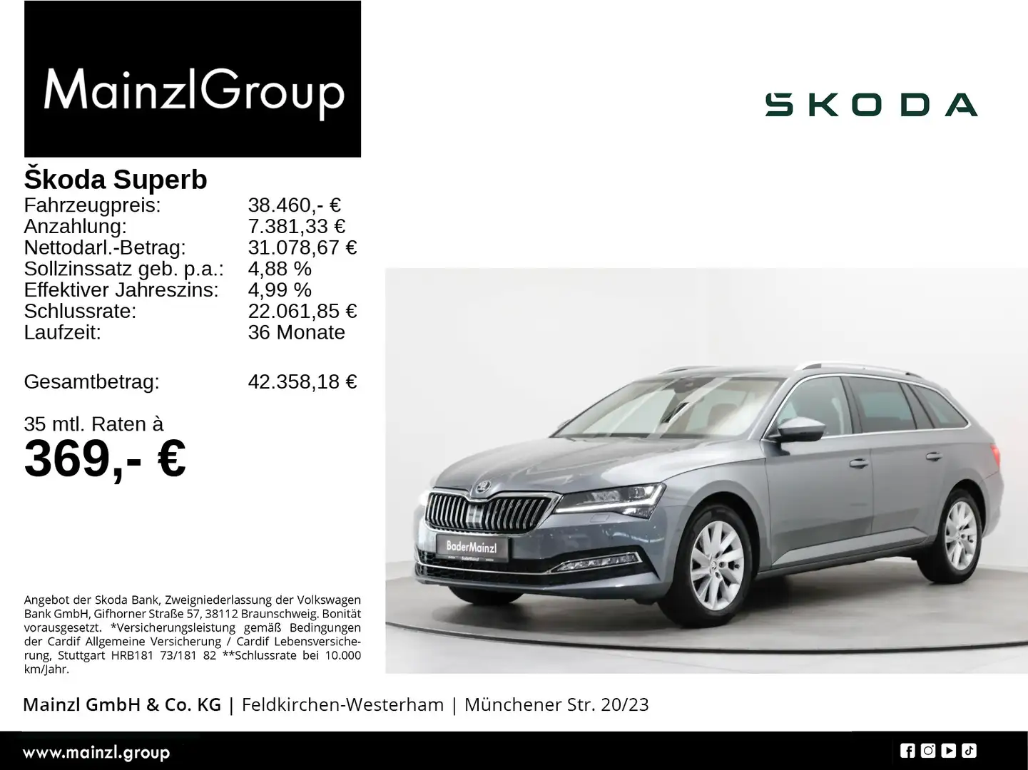 Skoda Superb Combi 2.0 TDI DSG ACC AHK Matrix Virtual Grau - 1