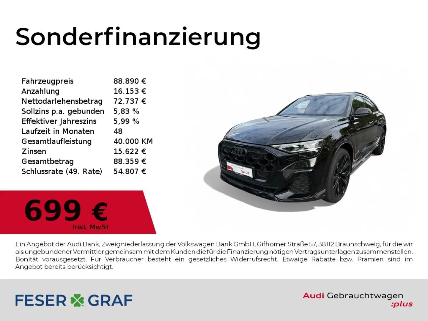 Audi Q8 50 TDI quattro B&O/Pano/4xSHZ/AHK/Standhzg. Schwarz - 1