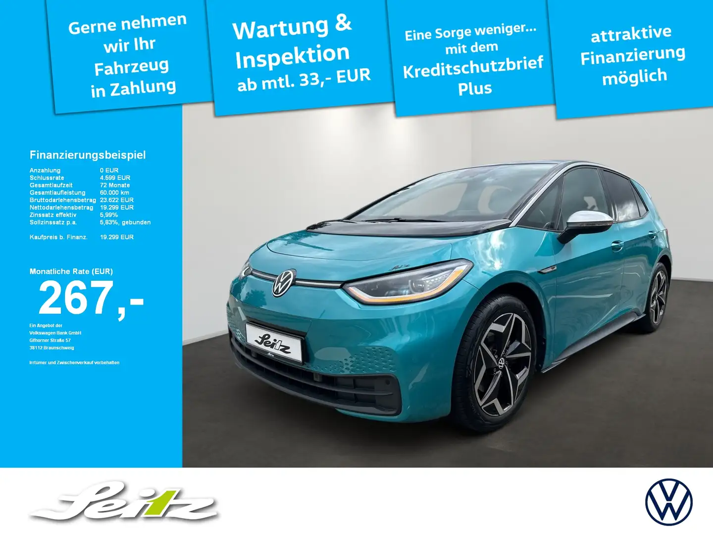 Volkswagen ID.3 Pro Performance *MATRIX*KAMERA*NAVI*SITZH* Blau - 1