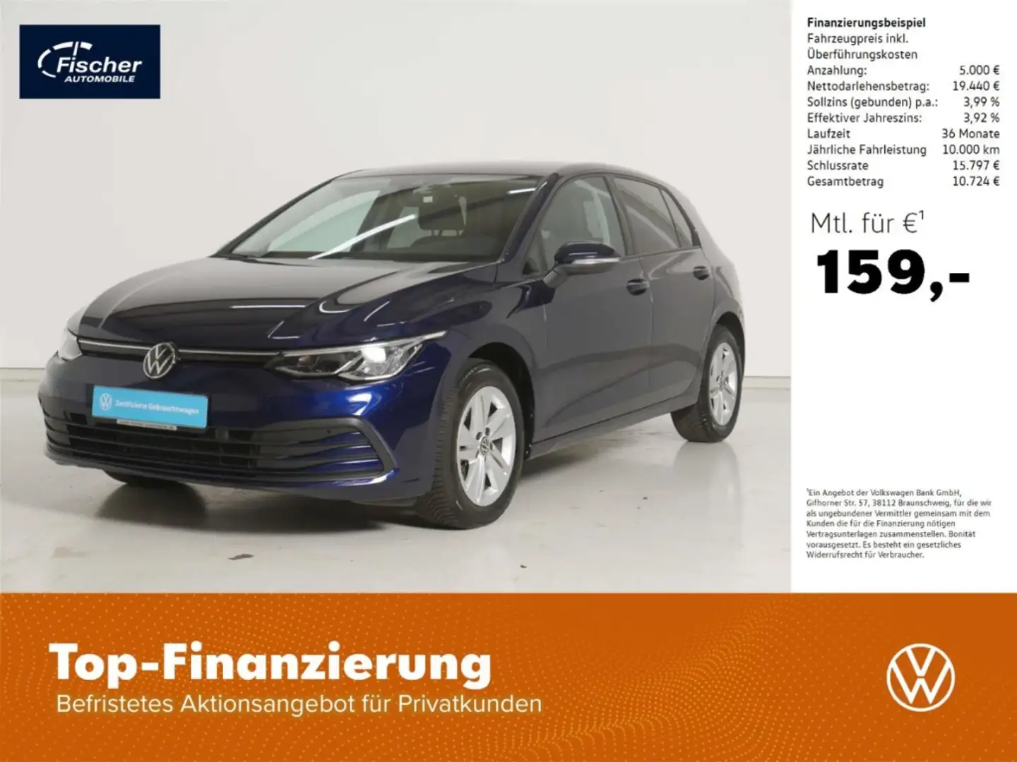Volkswagen Golf 1.5 eTSI Life DSG LED/NAV/DC/ACC/RFK/PDC/SH Blau - 1