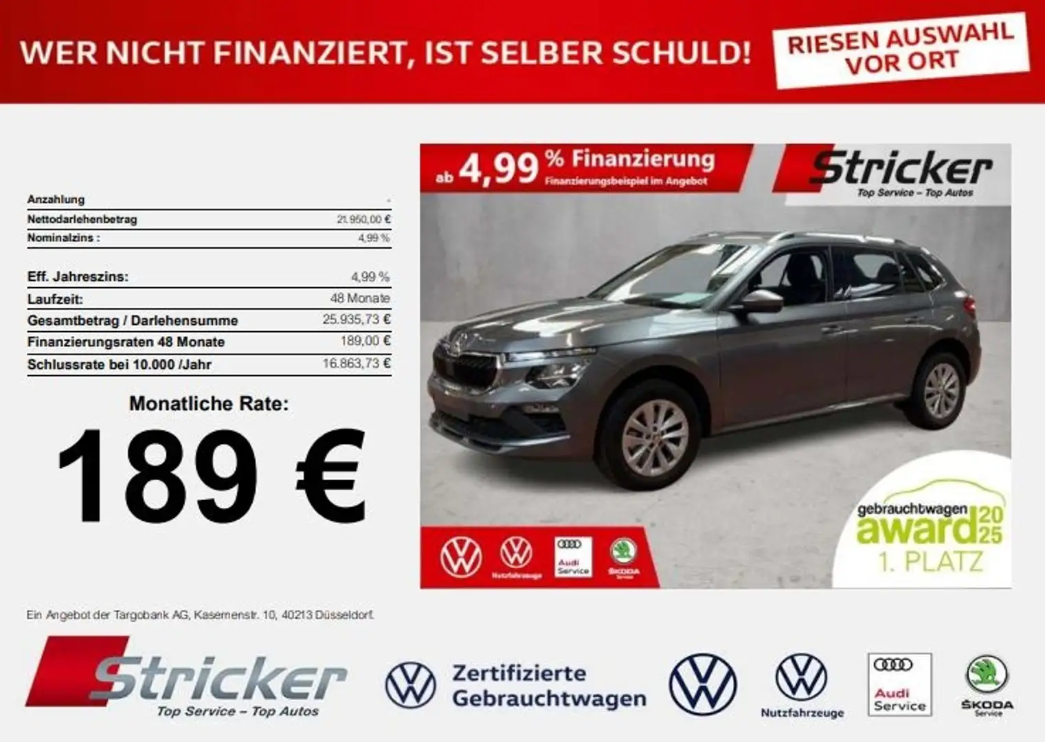 Skoda Kamiq Selection 1.0TSI DSG 189,-ohne Anzahlung Kamera S Silber - 2