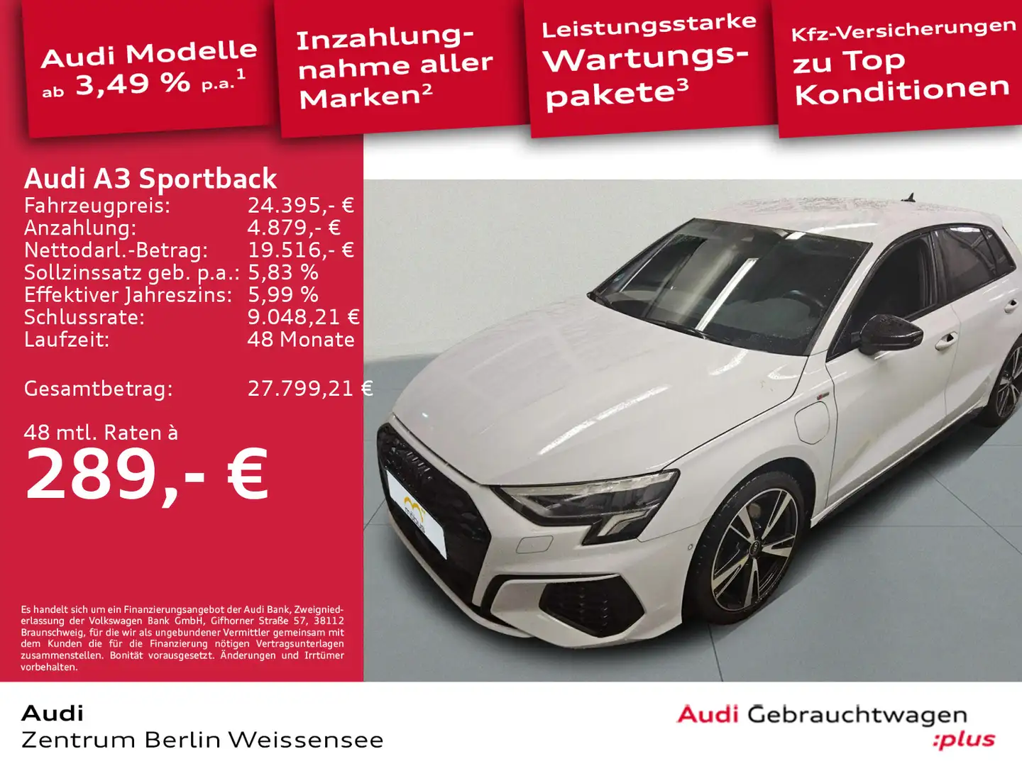 Audi A3 40 TFSI e S-TRO*S-LINE*RFK*APP*LANE Weiß - 1
