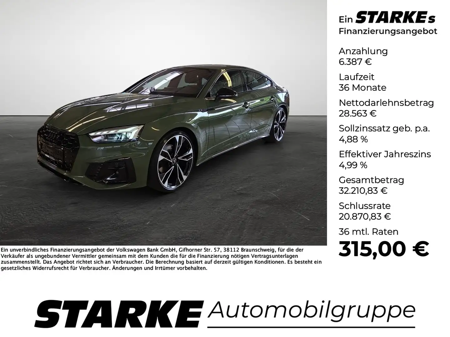 Audi A5 Sportback 35 TFSI S tronic S line Matrix AHK Bl... Зелений - 1