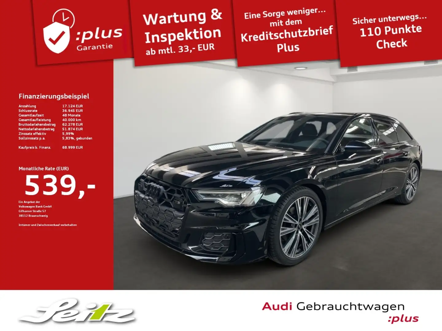 Audi A6 Avant 40 TDI quattro S line *AHK*MATRIX*NAVI*KAMER Schwarz - 1