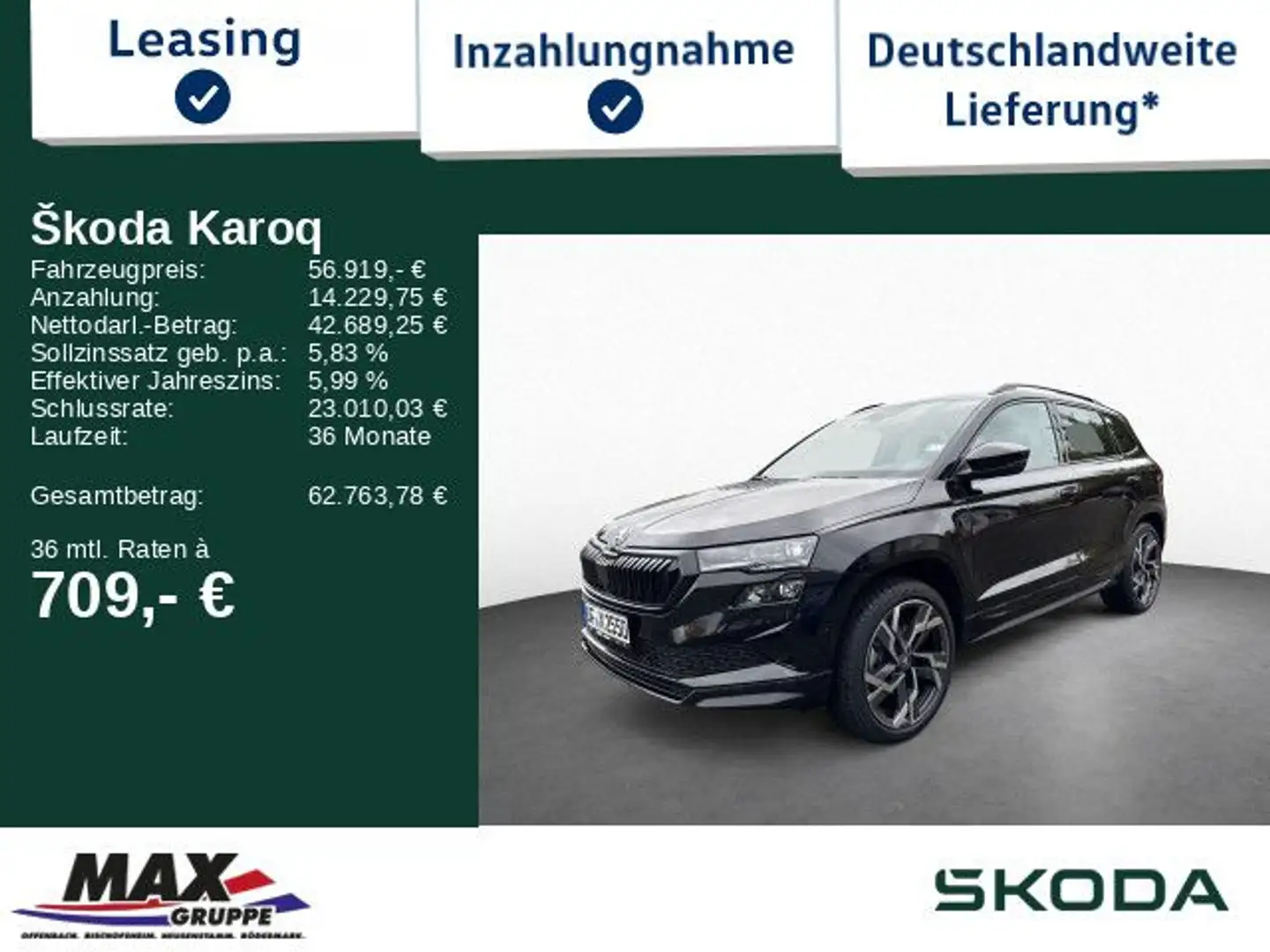 Skoda Karoq Sportline 4x4 2.0TDI 110kW 360°KAM*AHK*ACC Schwarz - 1
