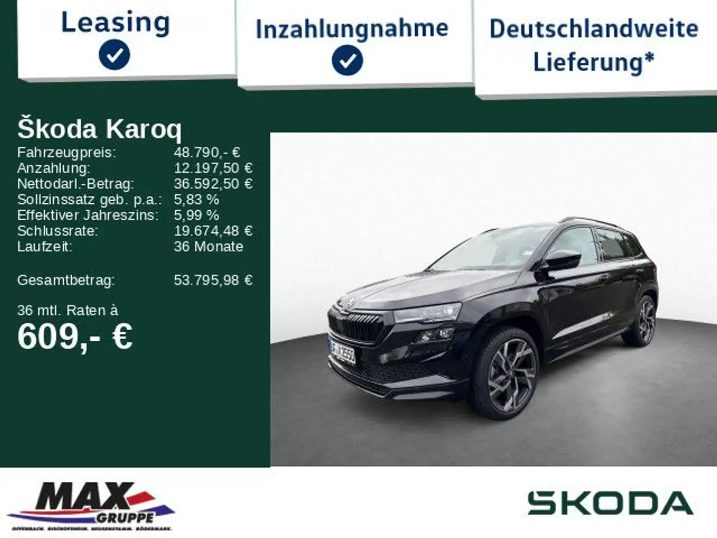 Skoda Karoq Sportline 4x4 2.0TDI 110kW 360°KAM*AHK*ACC Noir - 1