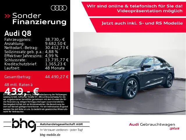 Audi Q8 Sportback 5 50 e tron quattro S line Matrix/A