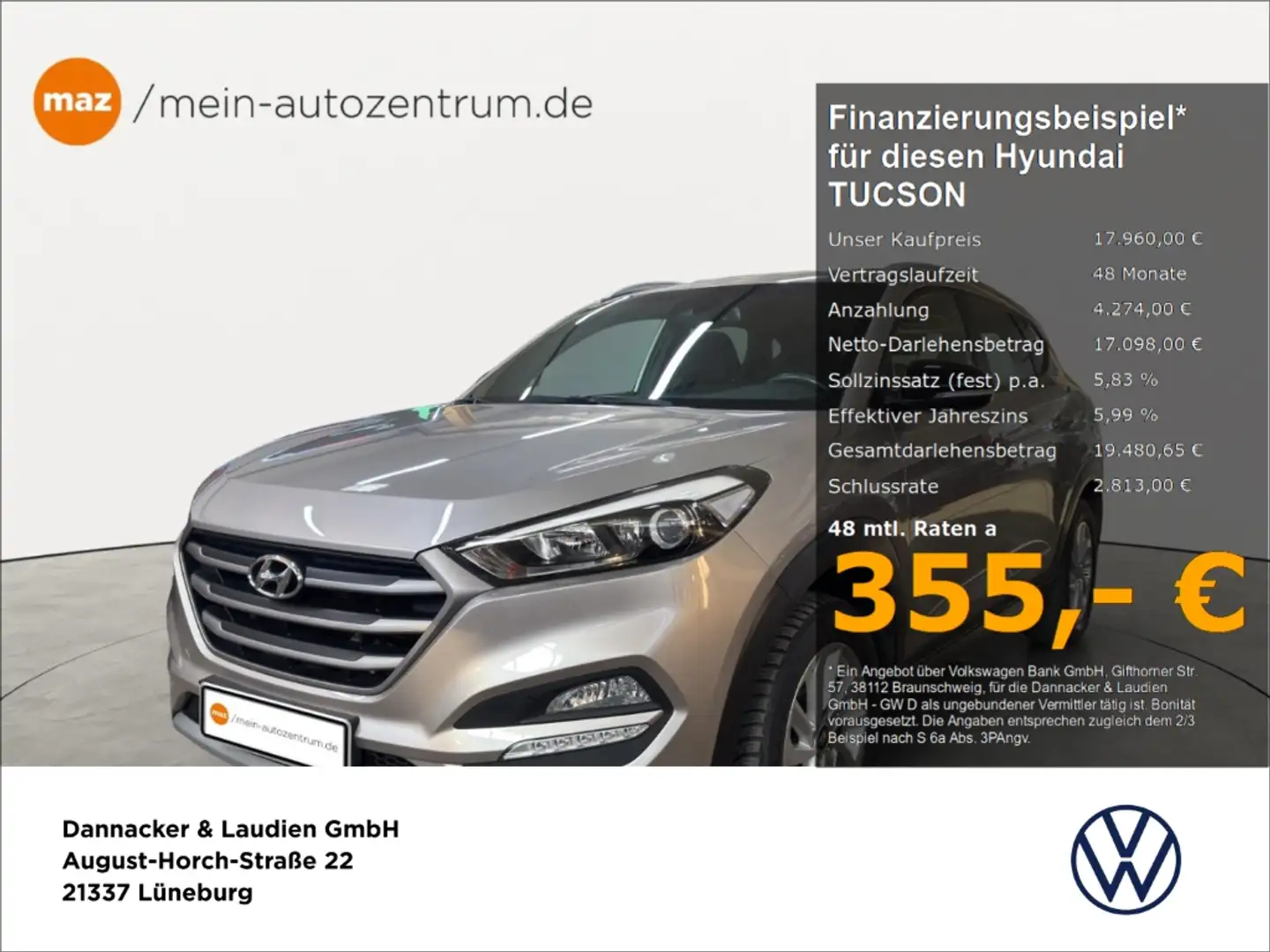 Hyundai TUCSON 1.6 Passion blue 2WD Alu LED Navi Kamera Tempomat Beige - 1