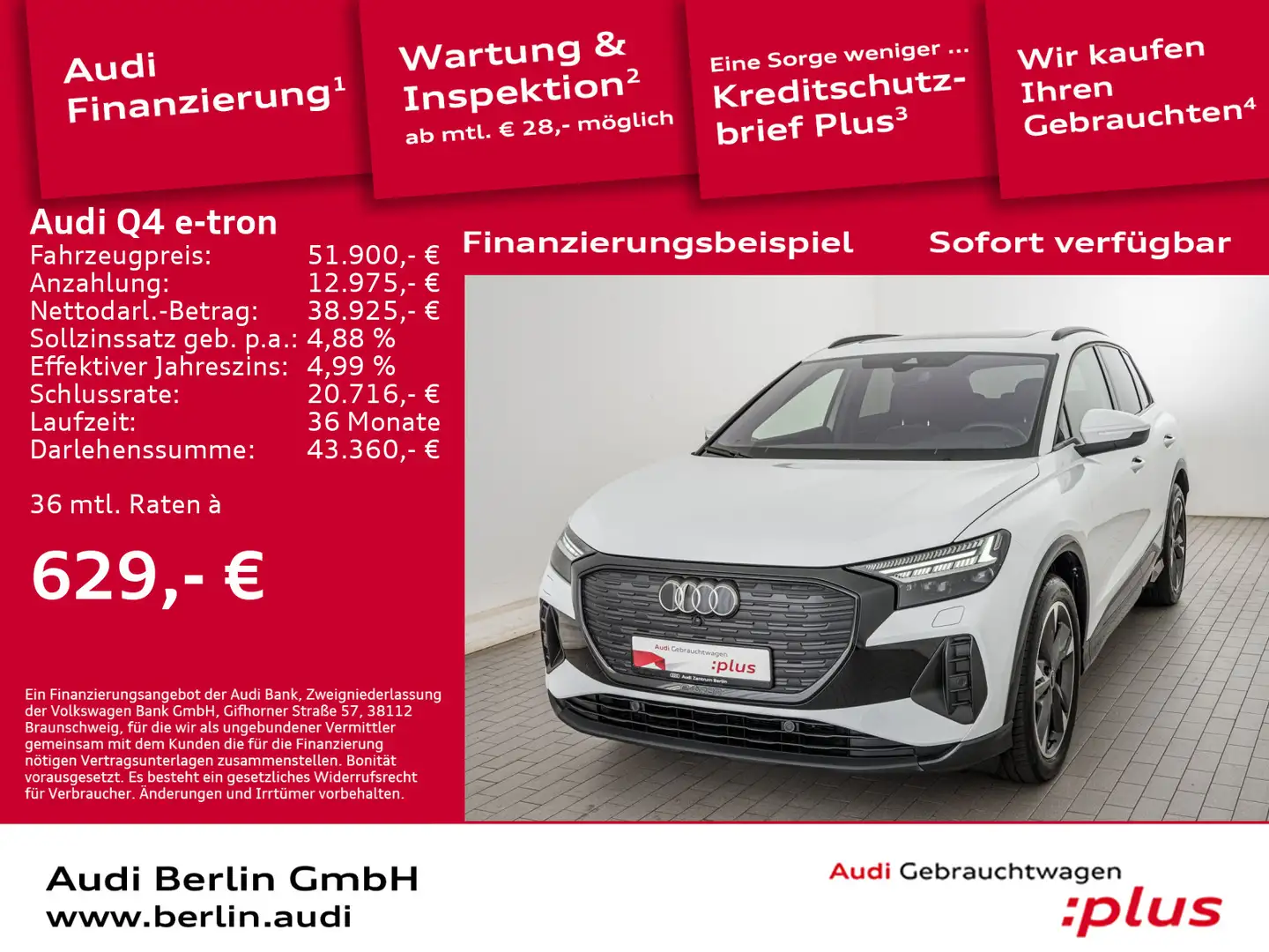 Audi Q4 e-tron 55 qu. AHK RFK NAVI HUD PANO SONOS Weiß - 1