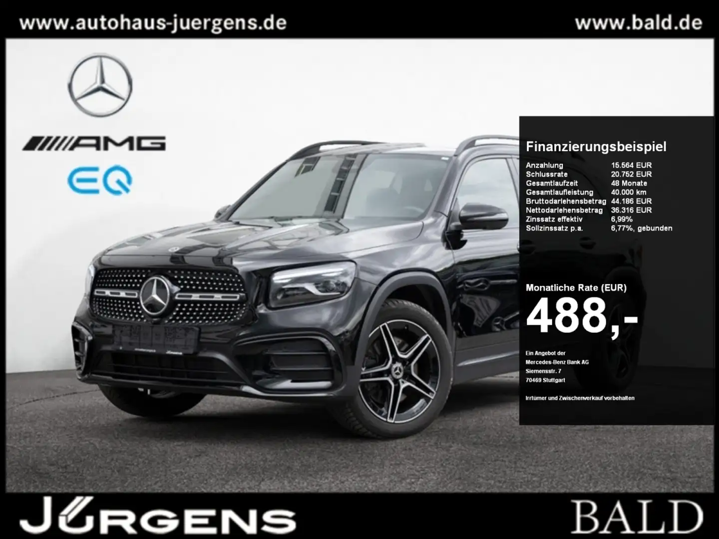 Mercedes-Benz GLB 220 d 4M AMG-Sport/MLB/Pano/AHK/Night/7Sitze Zwart - 1