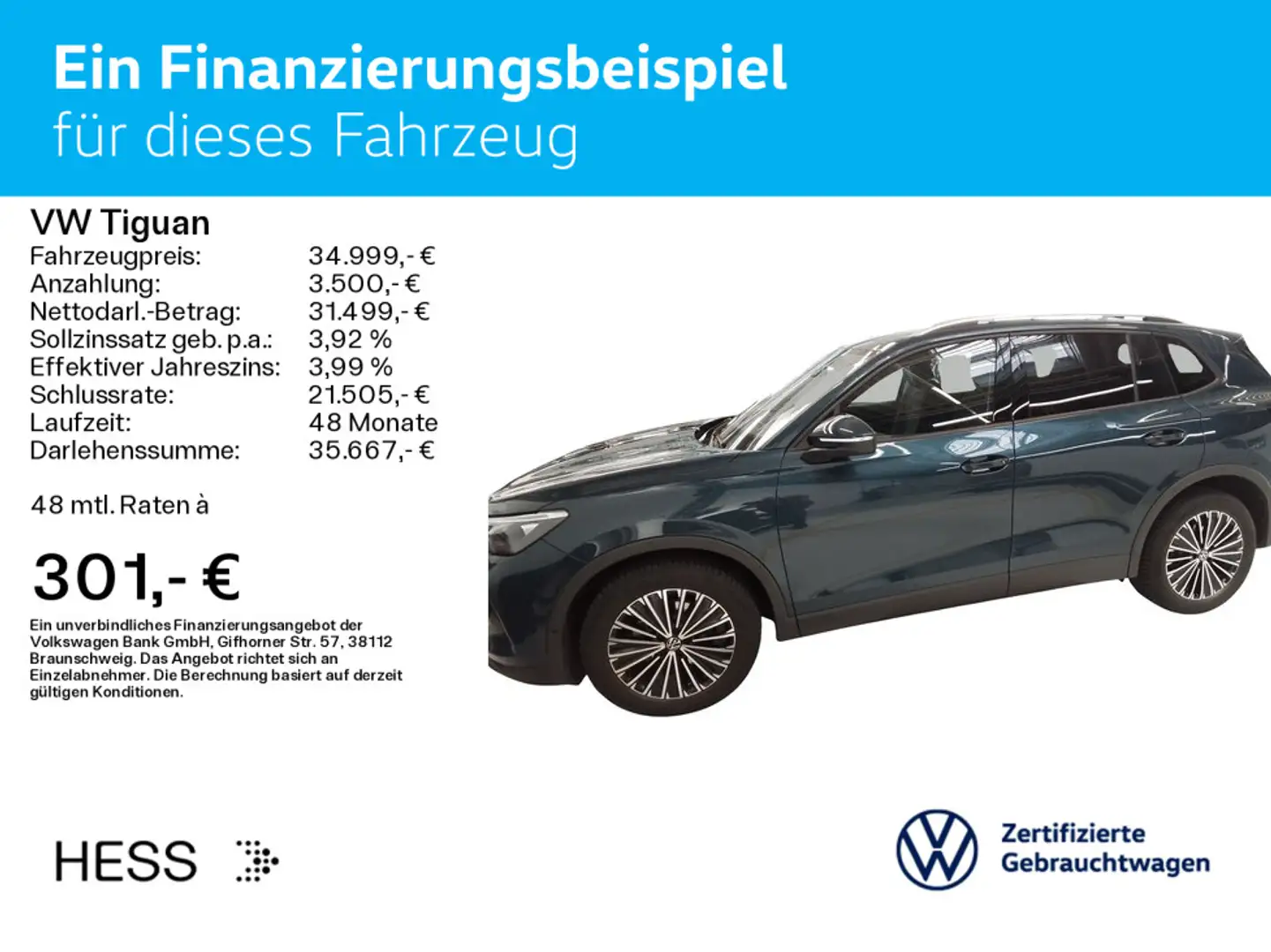 Volkswagen Tiguan 1.5 eTSI DSG LIFE*LED*AHK*KAMERA*KLIMA*PD Blau - 2