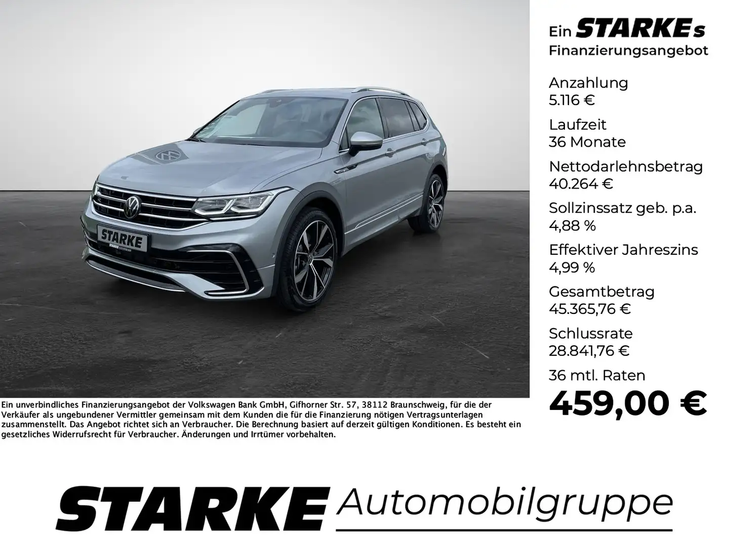 Volkswagen Tiguan Allspace 2.0 TDI DSG 4M 7-Sitzer R-Line Silber - 1