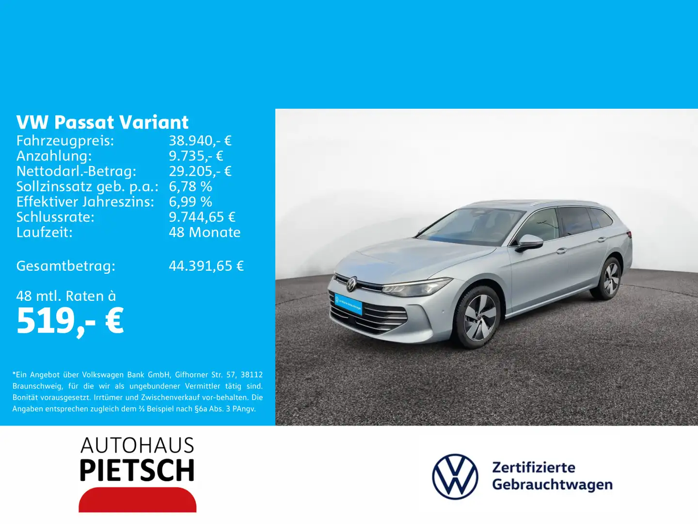 Volkswagen Passat Variant 1.5 eTSI Business DSG Silber - 1