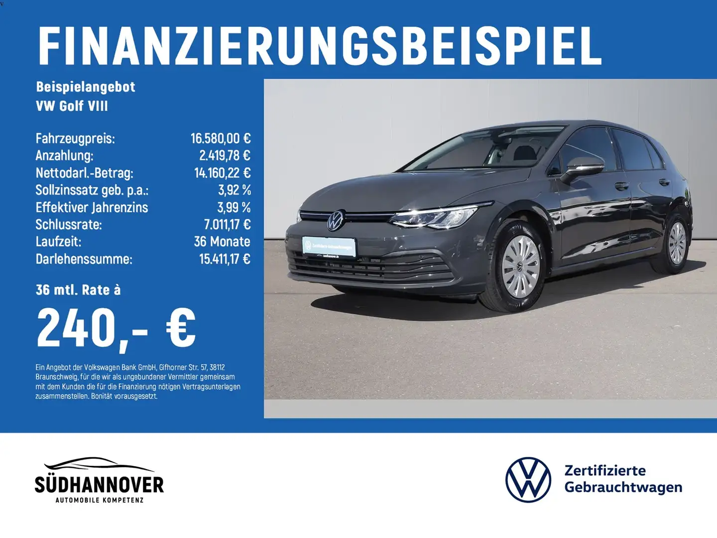 Volkswagen Golf VIII 1.0 TSI 5-Gang KLIMA+LED+PDC+DAB+ Grau - 2