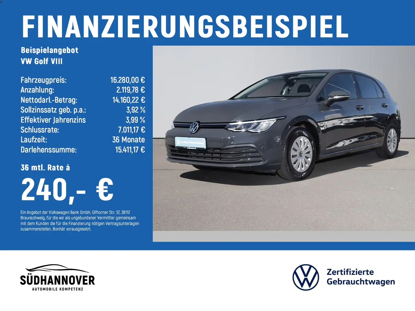 Volkswagen Golf VIII 1.0 TSI 5-Gang KLIMA+LED+PDC+DAB+ Gris - 2