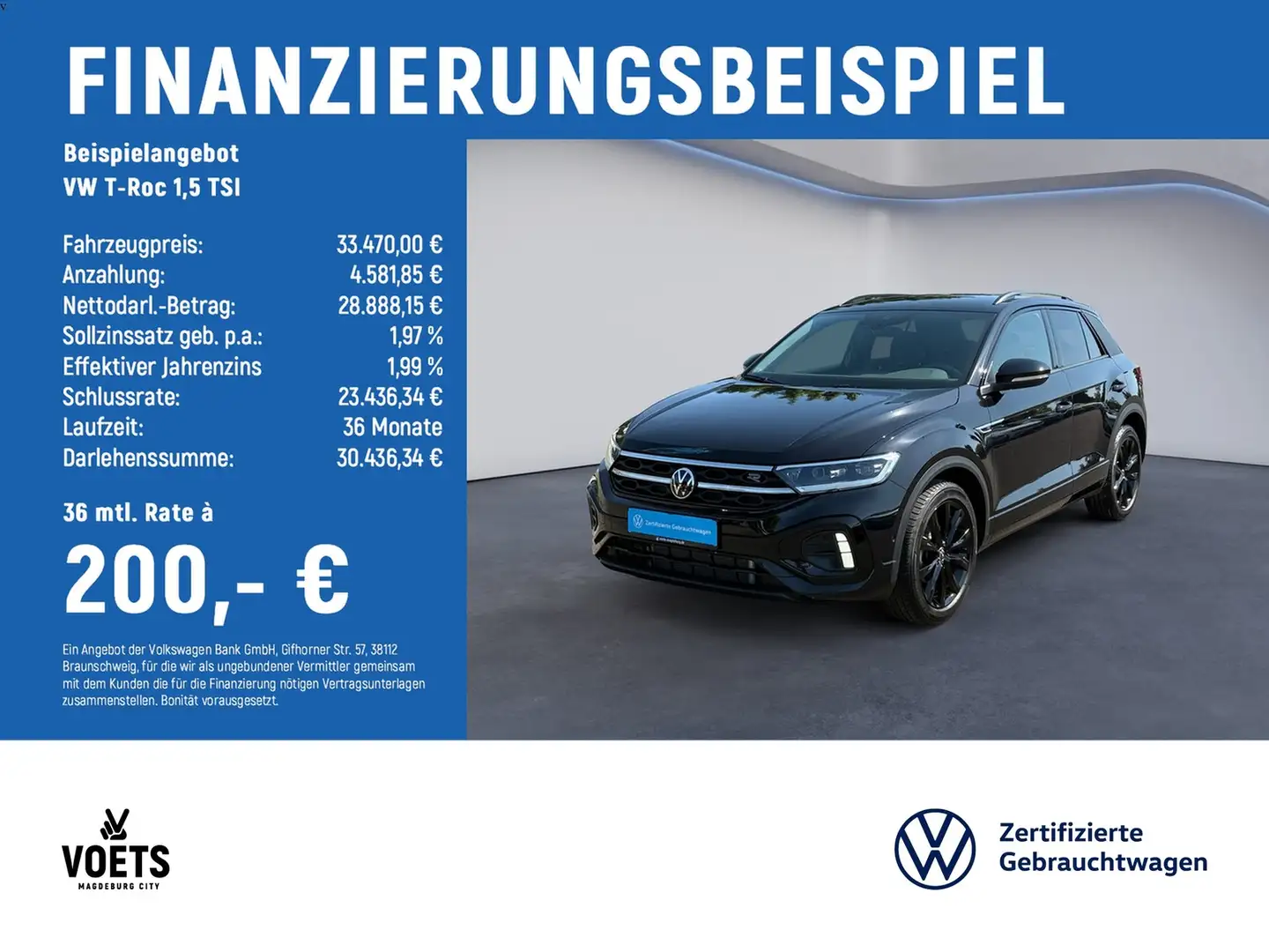 Volkswagen T-Roc 1,5 TSI R-Line DSG+NAVI+ACC+LED Negro - 2