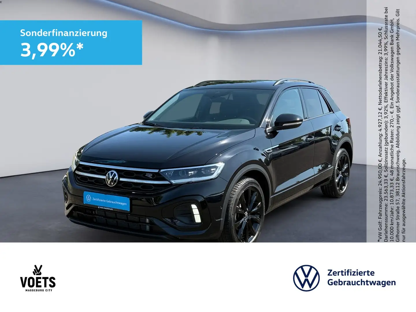 Volkswagen T-Roc 1,5 TSI R-Line DSG+NAVI+ACC+LED Zwart - 1