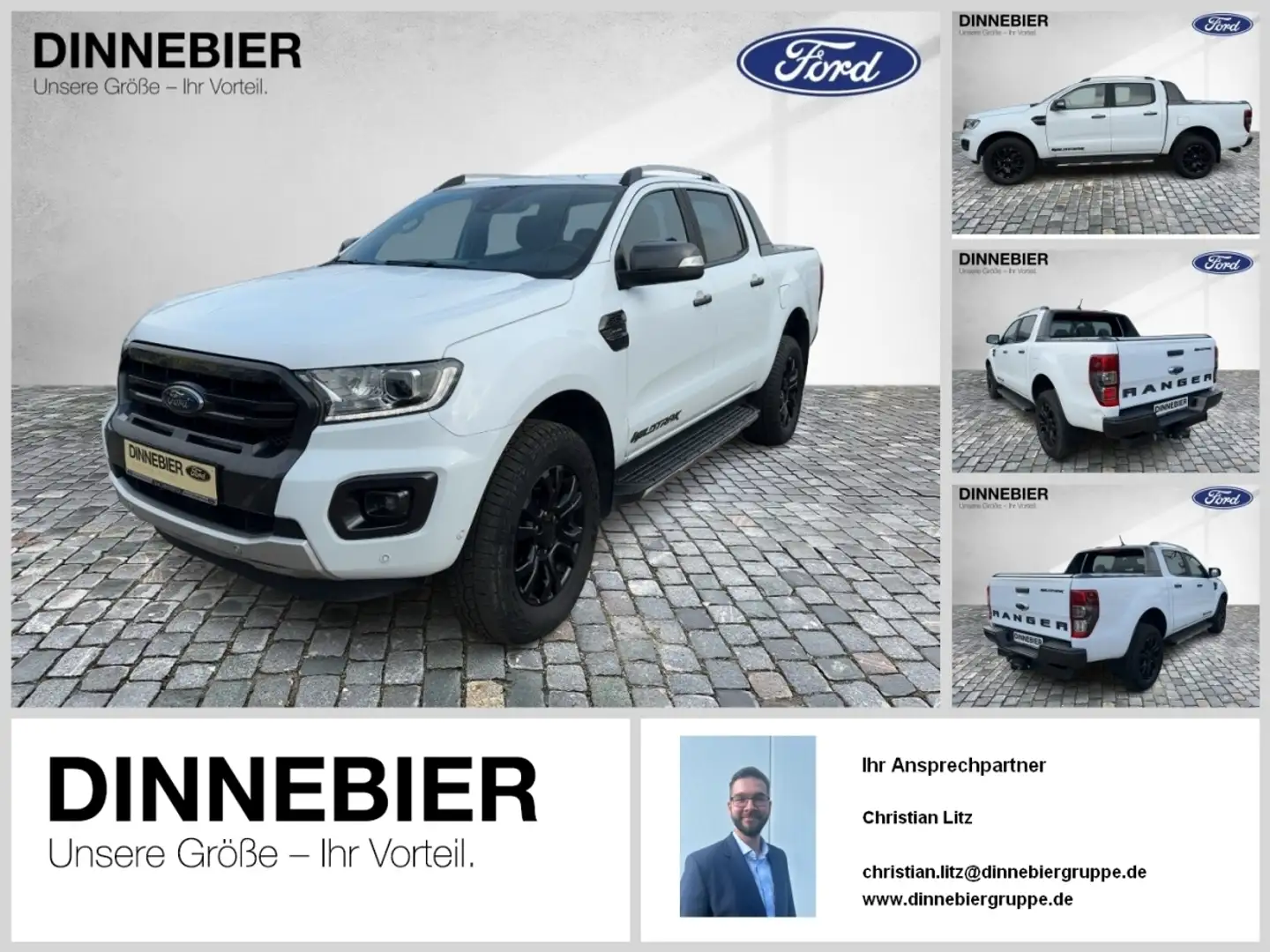 Ford Ranger DoKa 2.0 l EcoBlue Wildtrak 156kW KlimaA Weiß - 1