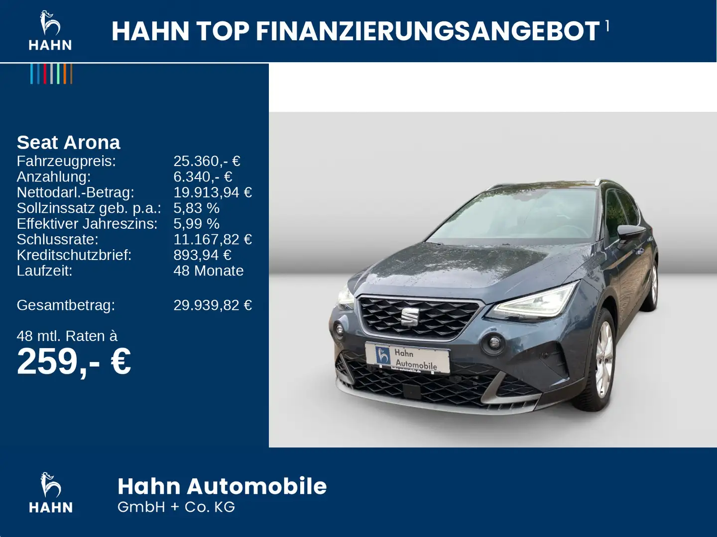 SEAT Arona 1.5TSI DSG FR LED Navi ACC CAM Sitzhzg APP Grau - 2
