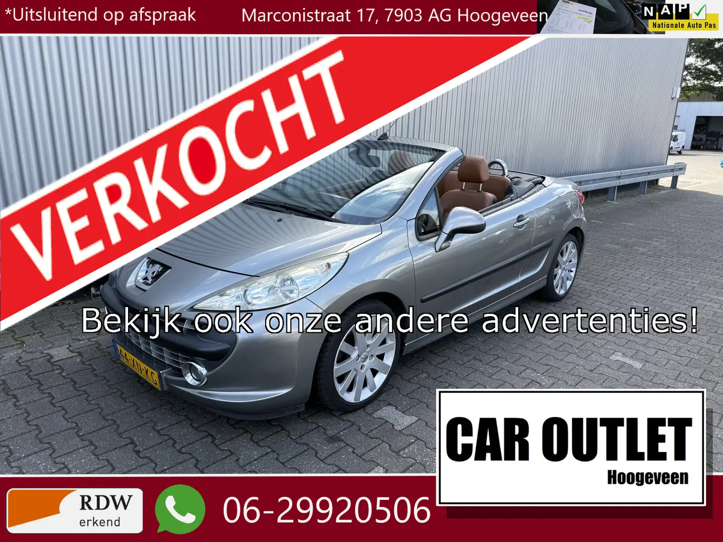 Peugeot 207 CC 1.6 VTi Féline AUTOMAAT, 165Dkm.NAP, Clima, Lee Grigio - 1