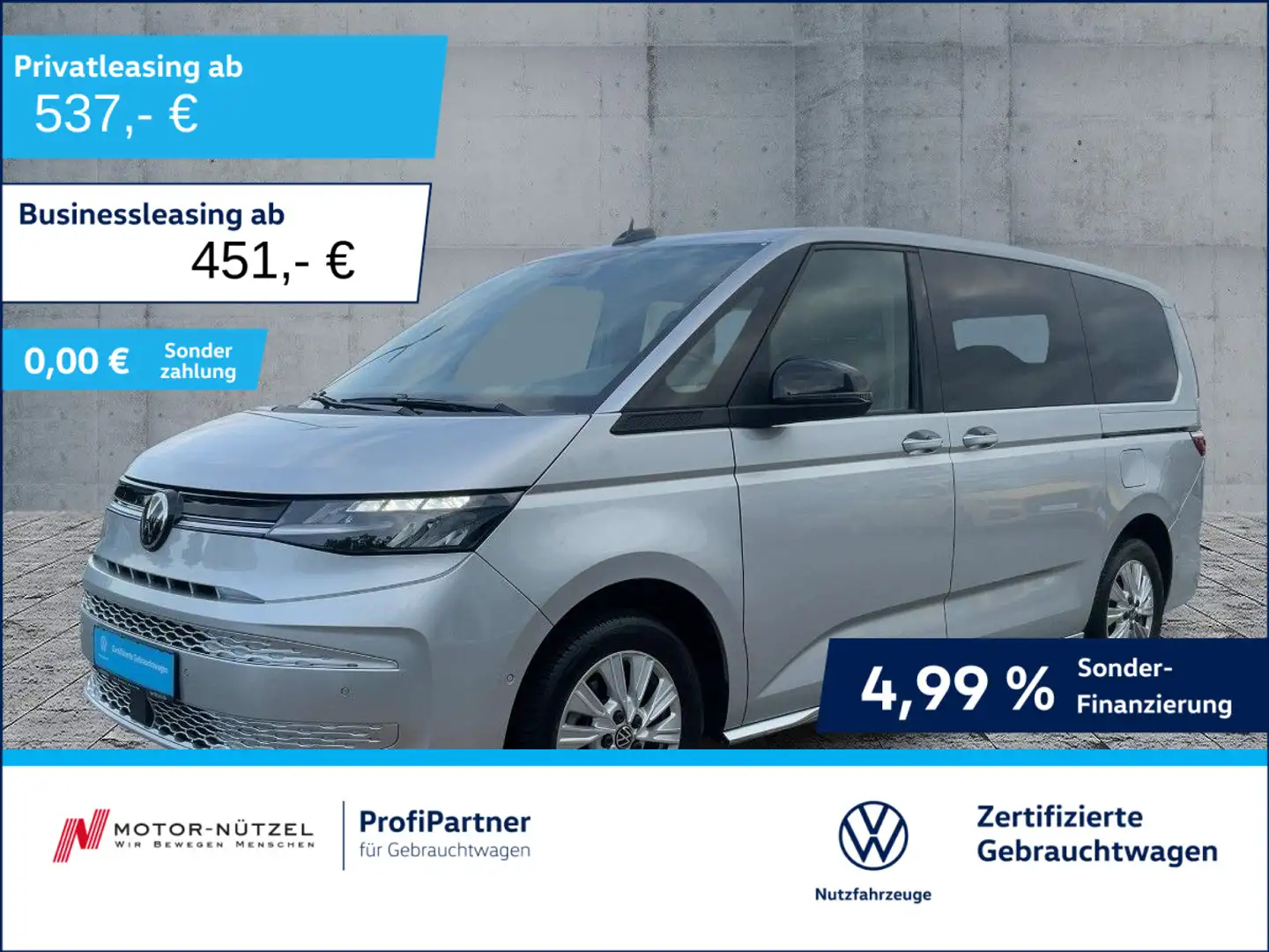 Volkswagen T7 Multivan T7 Multivan LÜ2.0TDI LED+NAV+ACC+SHZ+RFK+PLA+AHK Silber - 1