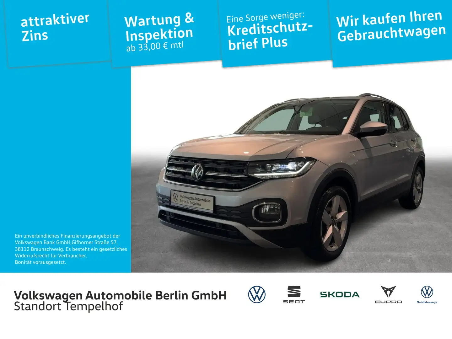 Volkswagen T-Cross 1.0TSI DSG Style NAVI PDC LED Plateado - 1