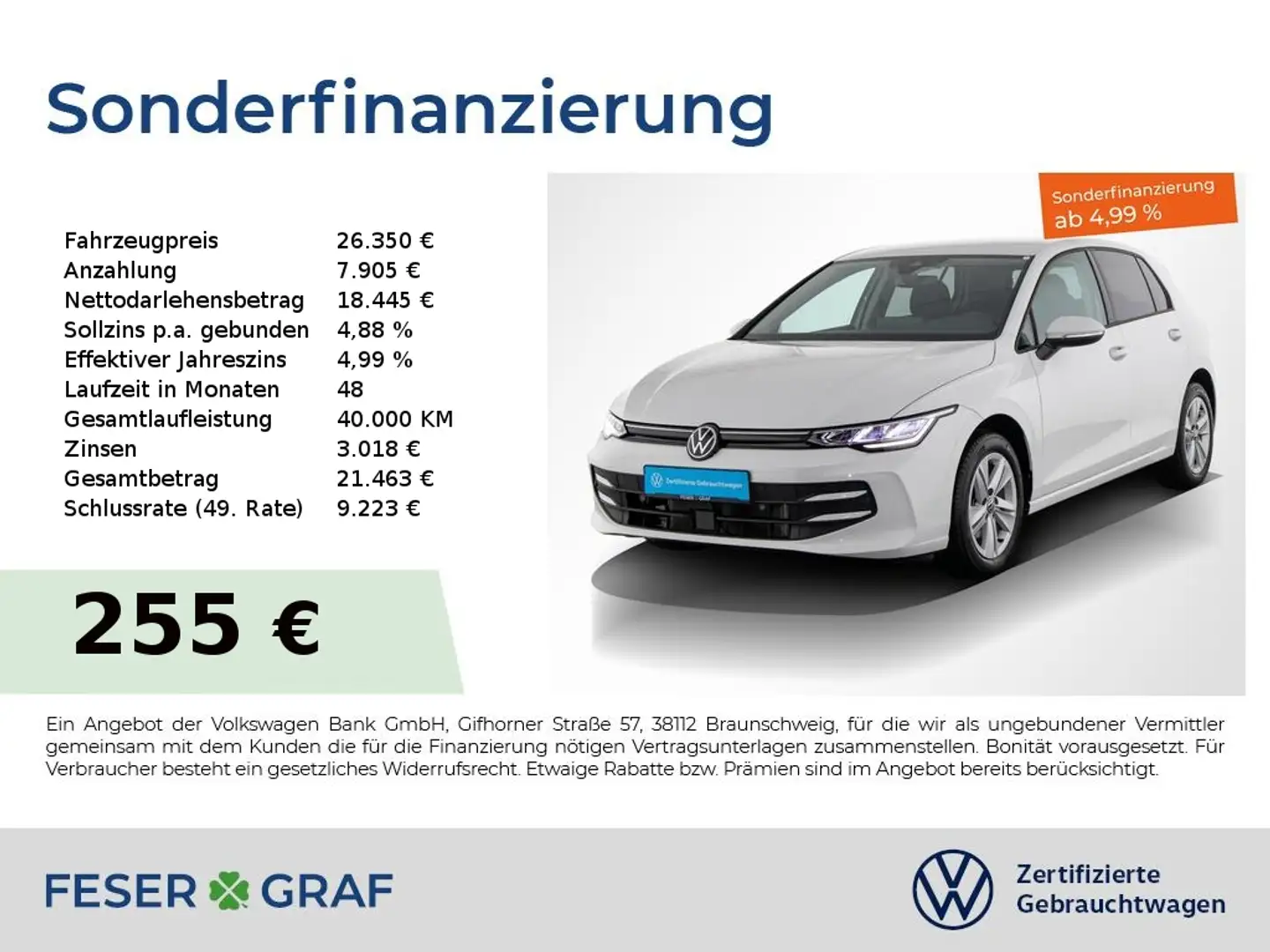 Volkswagen Golf 1.5 eTSI Life DSG Navi / AHK / Kamera / LED Weiß - 1