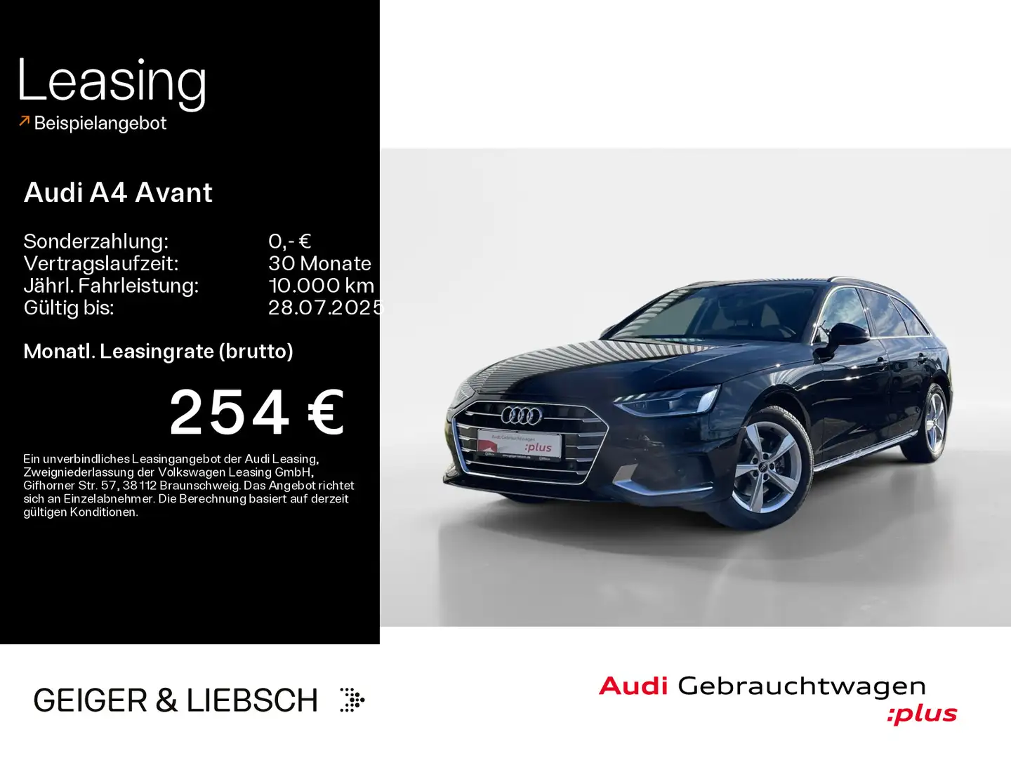Audi A4 30 TDI advanced*LED*AHK*VIRTUAL*NAVI-PL Noir - 1