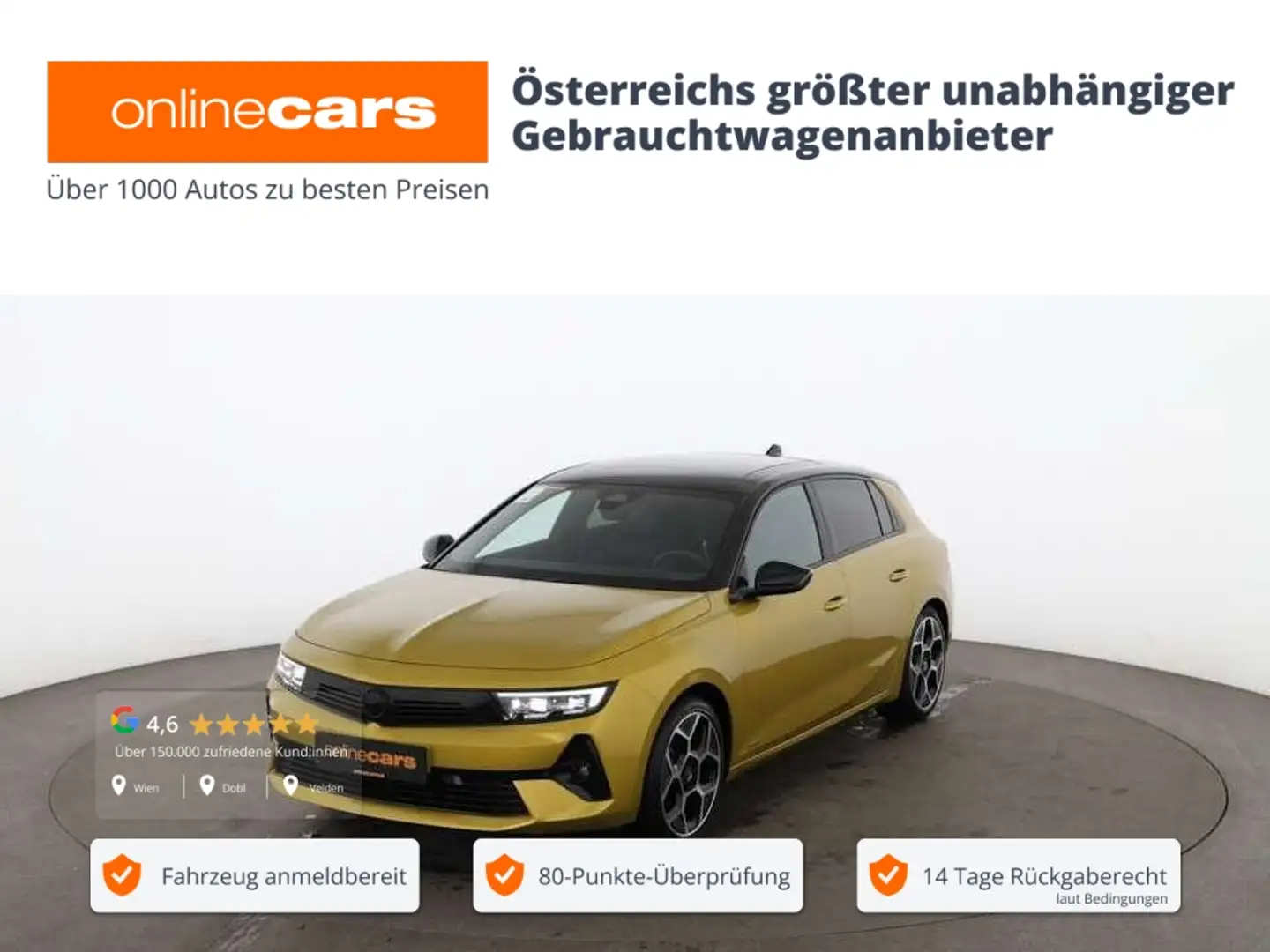 Opel Astra 1.2 Turbo Ultimate Aut LED SKY AHK 360-CAM Gelb - 1