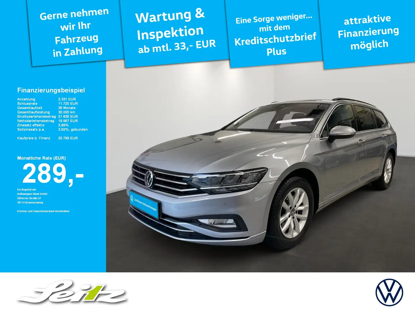 Volkswagen Passat Variant 2.0 TDI Business *LED*KAMERA*NAVI* Silber - 1