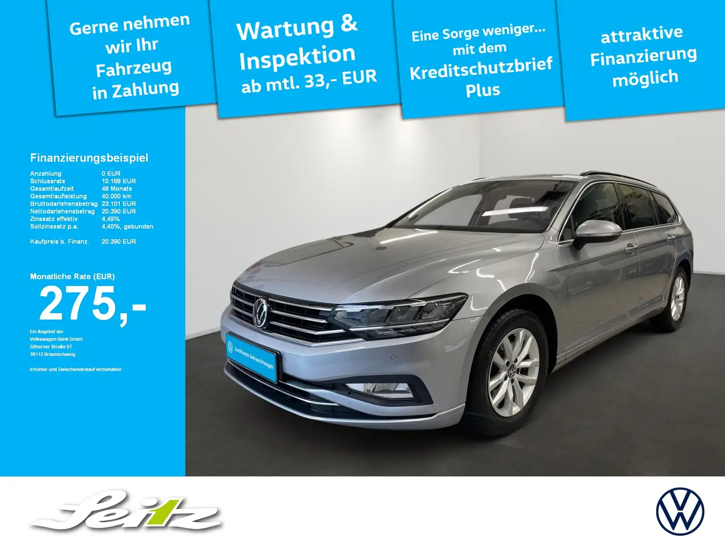 Volkswagen Passat Variant 2.0 TDI Business *LED*KAMERA*NAVI* Silber - 1