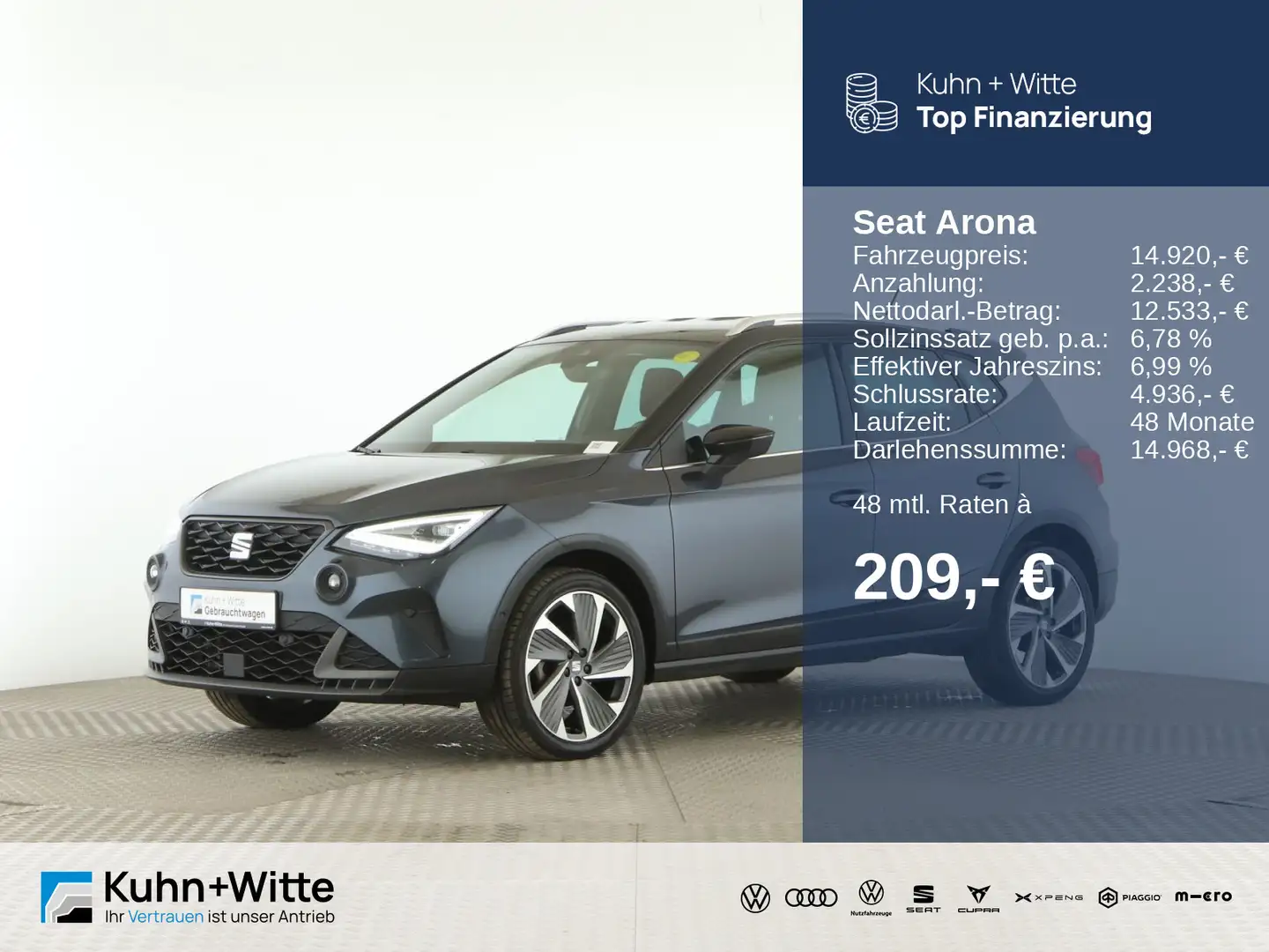 SEAT Arona 1.0 TSI FR-Line *ACC*RFK*SHZ*AppleCar*Navi Grijs - 1