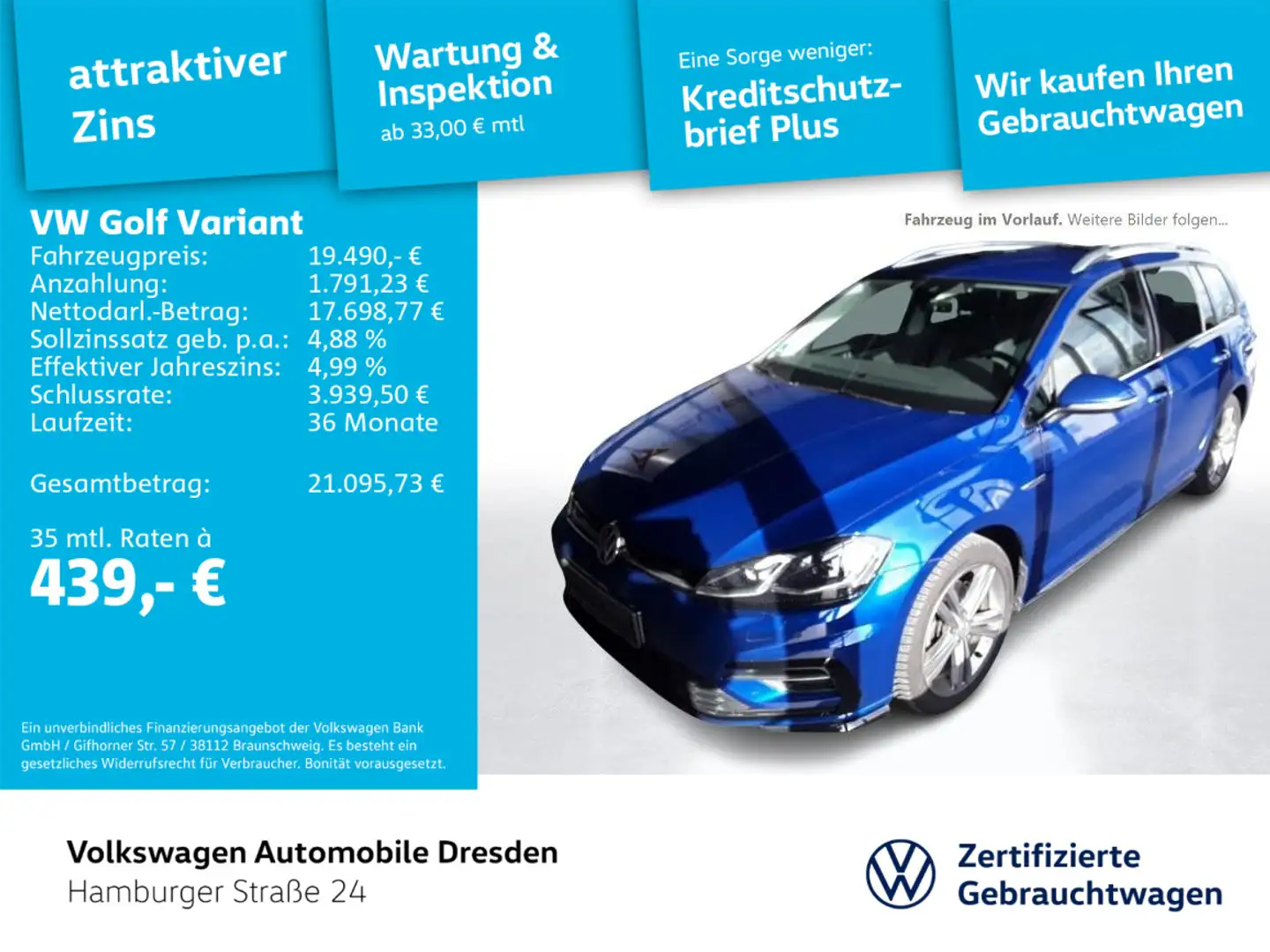 Volkswagen Golf Variant Golf VIII Variant R-Line 1.5 TSI DSG LED KAM BLI Blau - 1