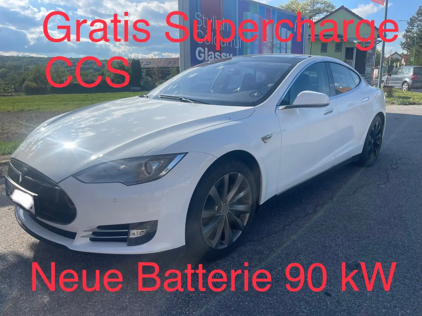 Tesla Model S S90, neue batterie, Free Supercharger Weiß - 1