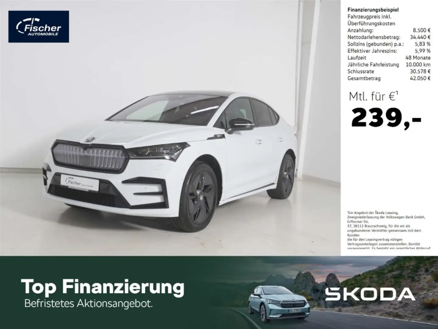 Skoda Enyaq Coupe Elektro RS 4x4 82 kWh W-Pumpe/P-Dach Weiß - 1