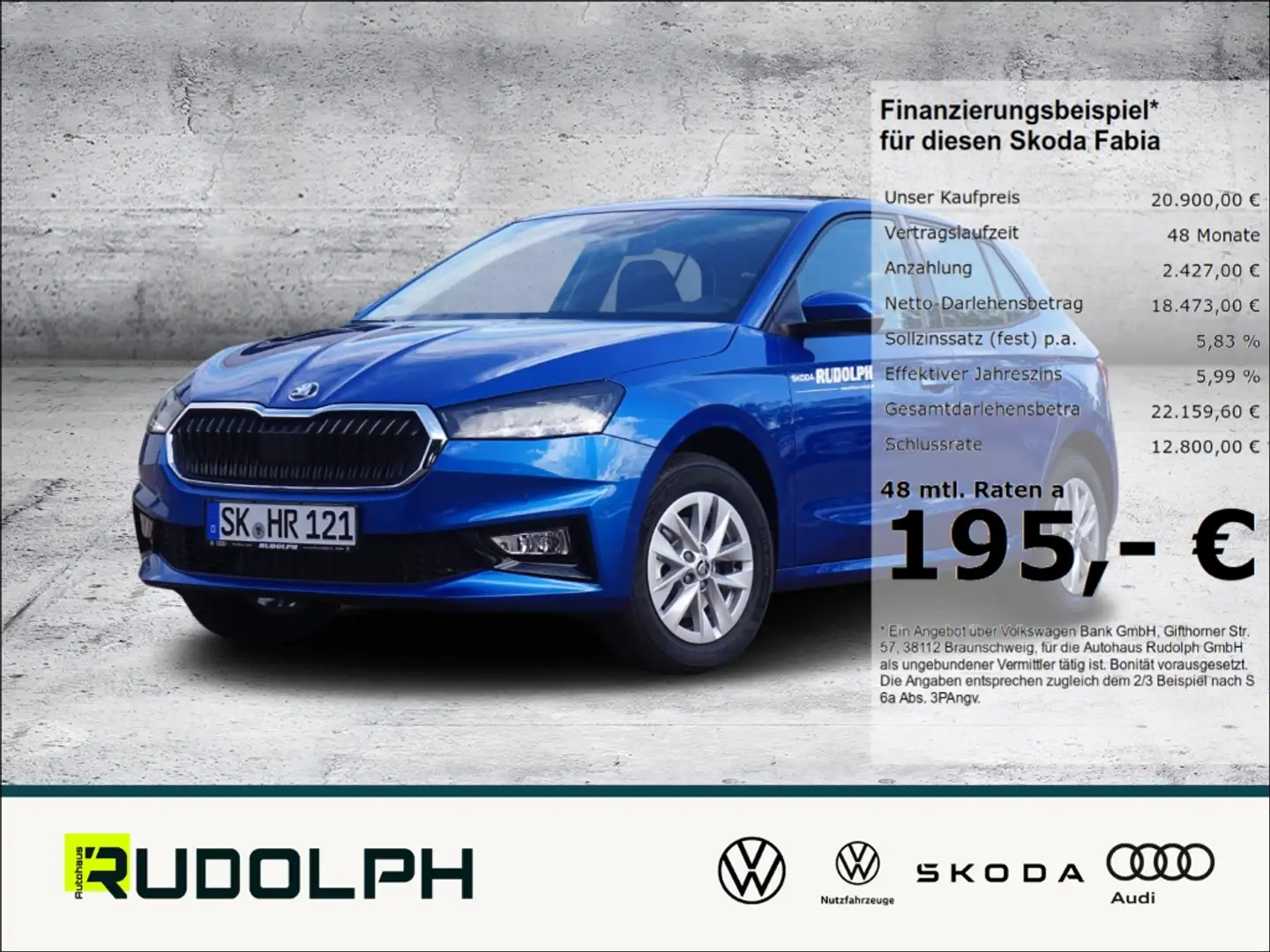 Skoda Fabia 1.0 TSI DSG Selection Keyless LenkradHZG LED Gar. Blau - 1