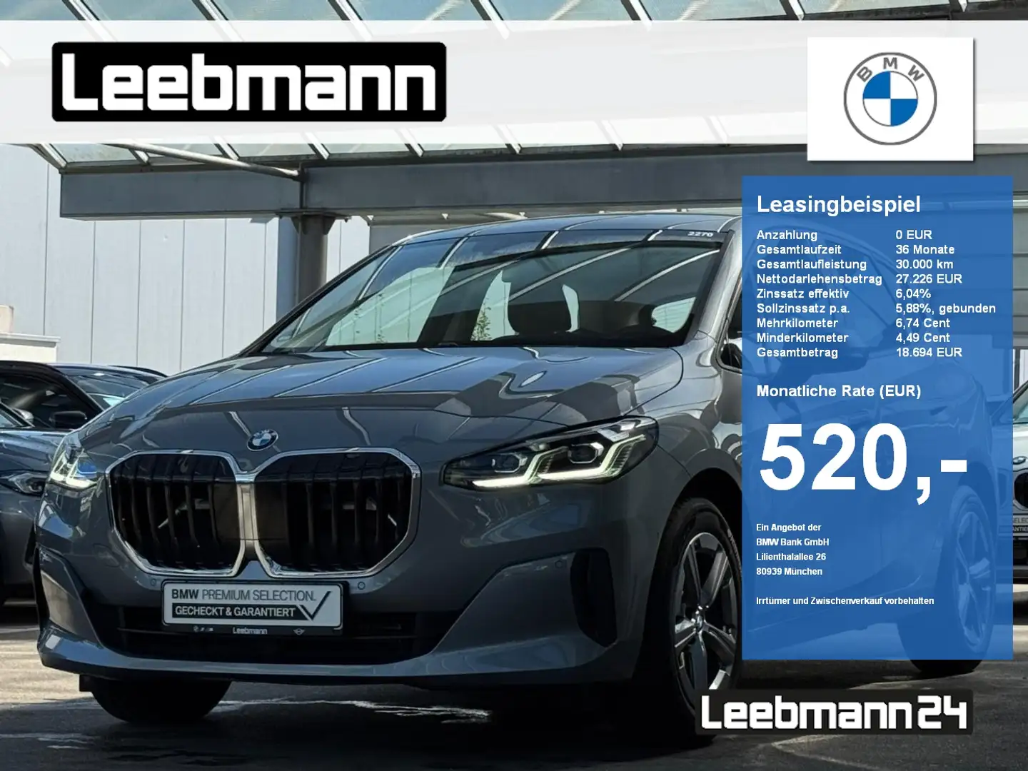 BMW 218 d Active Tourer PremPak. GARANTIE bis 08/2029 Grijs - 1