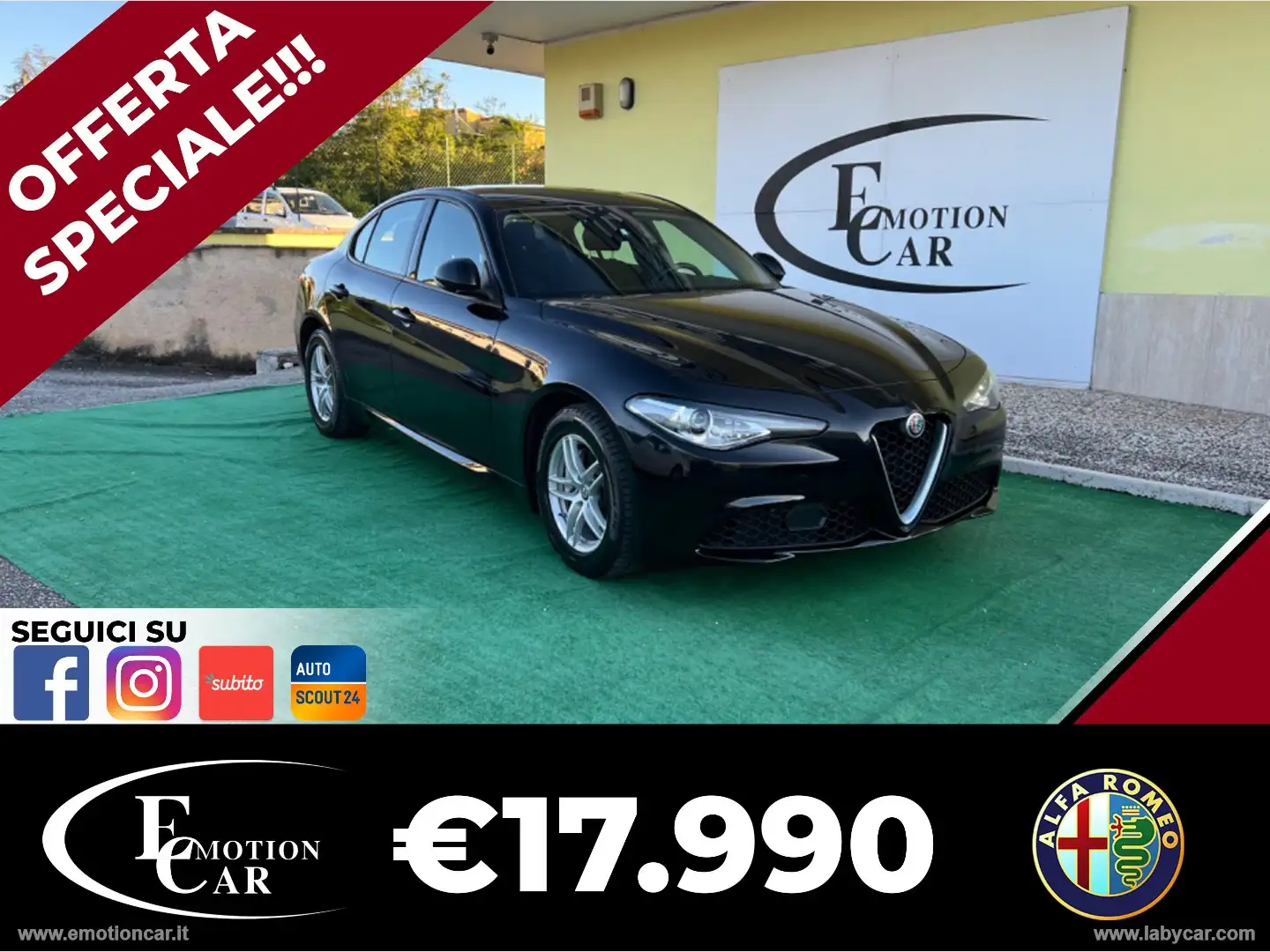 Alfa Romeo Giulia 2.2TD 160CV MOTORE NUOVO - 2019 Nero - 1
