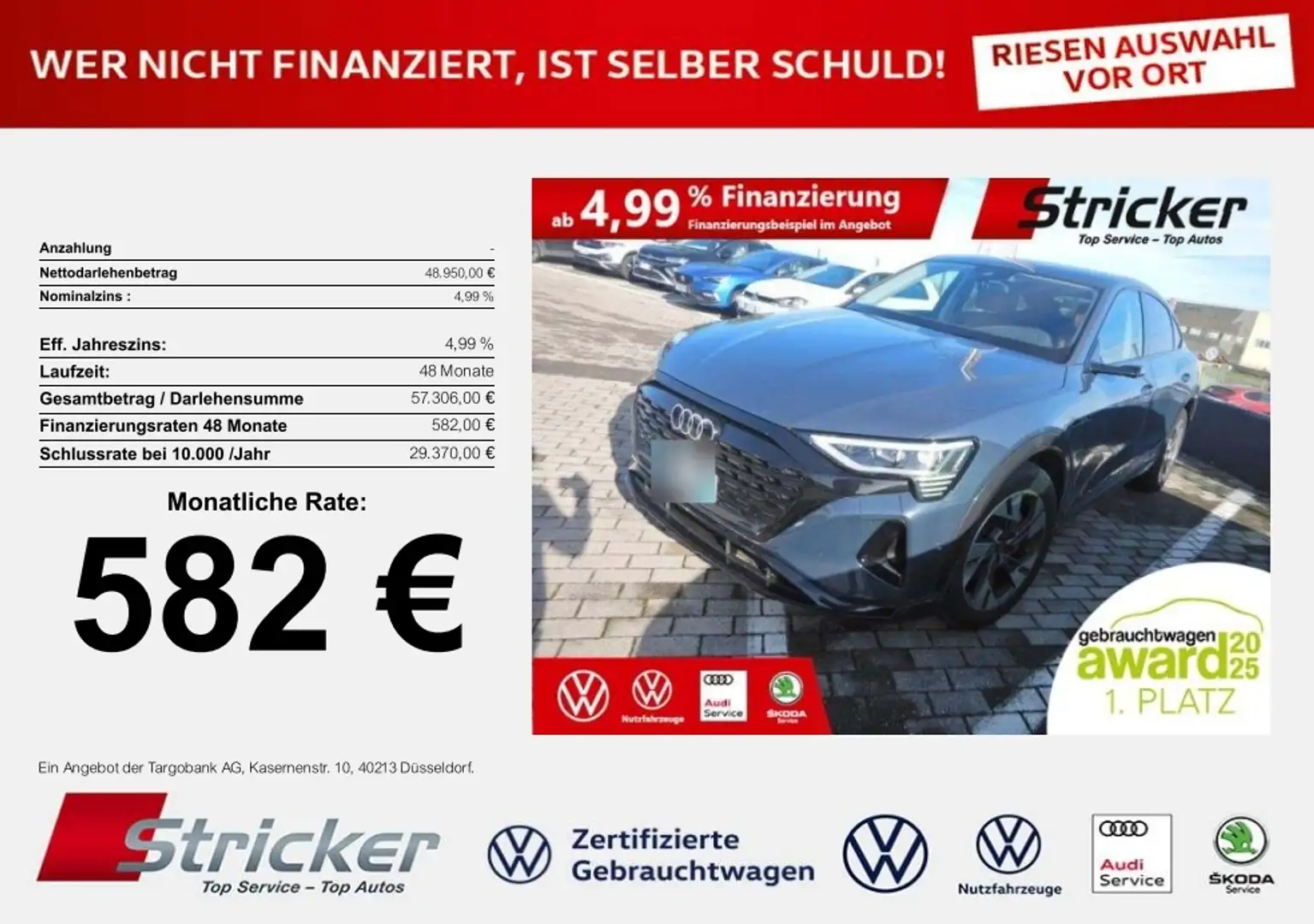 Audi Q8 e-tron Sportback 55 quattro 582,-ohne Anzahlung Navi Mat Blau - 1