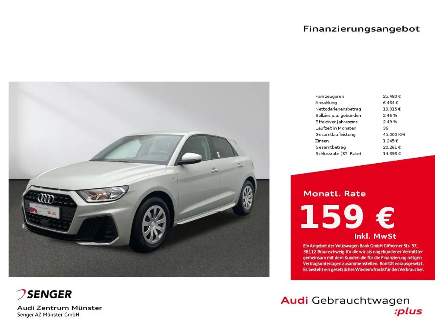 Audi A1 Sportback 25 TFSI S line MMI Spurhalteassi. Silber - 1