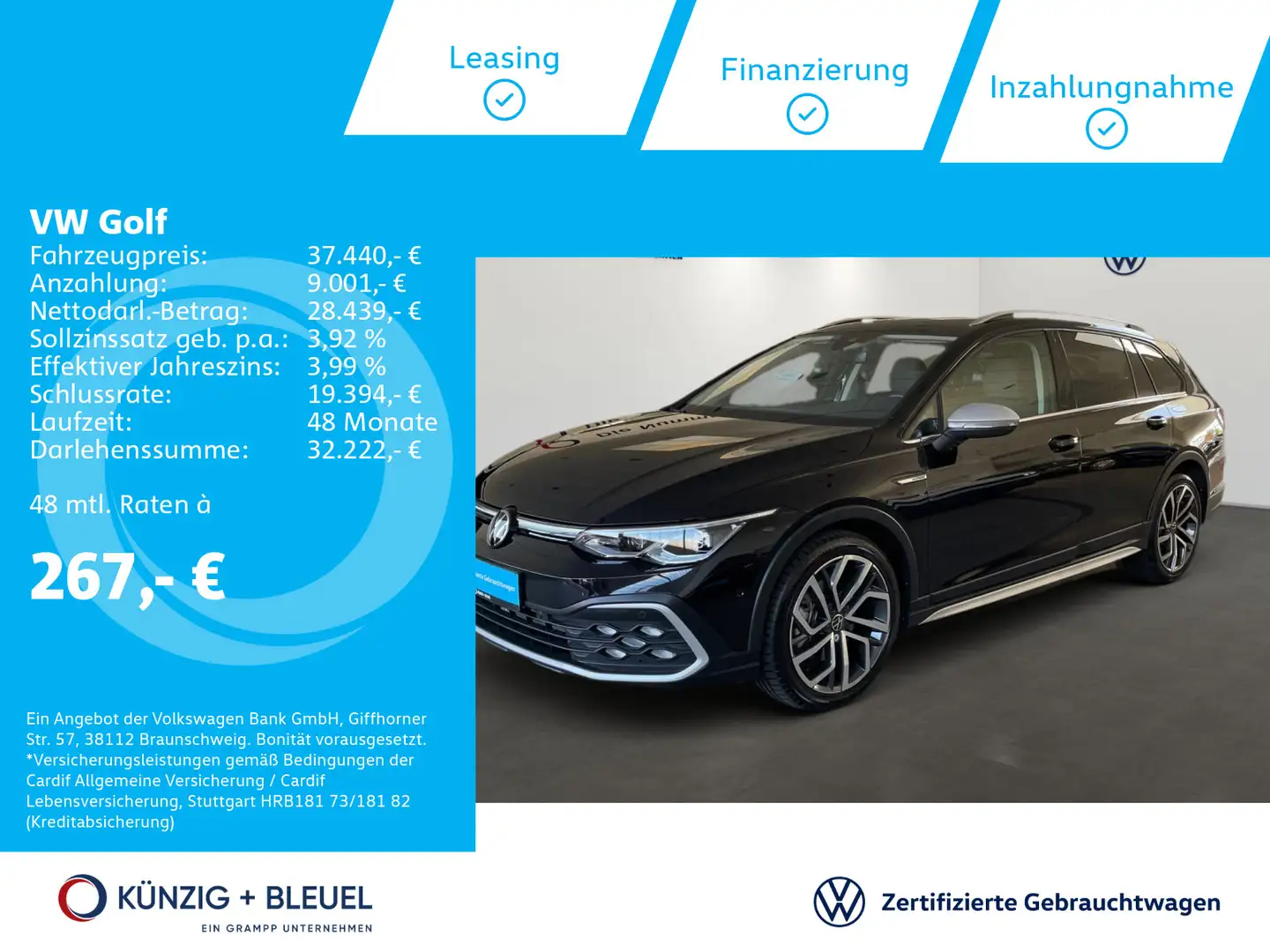 Volkswagen Golf Variant Golf Alltrack  2,0 TDI DSG Pano*StHz*AHK*LED*NAV Negro - 1