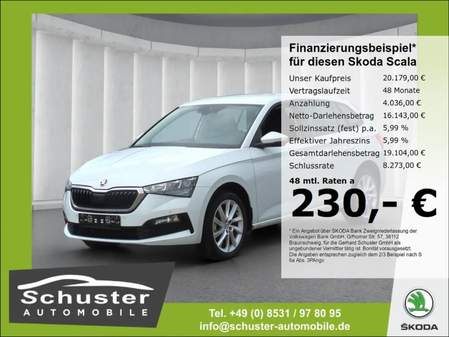 Skoda Scala Style 1.0TSI*DSG LED R-Kam Navi el.Heckkl Weiß - 1
